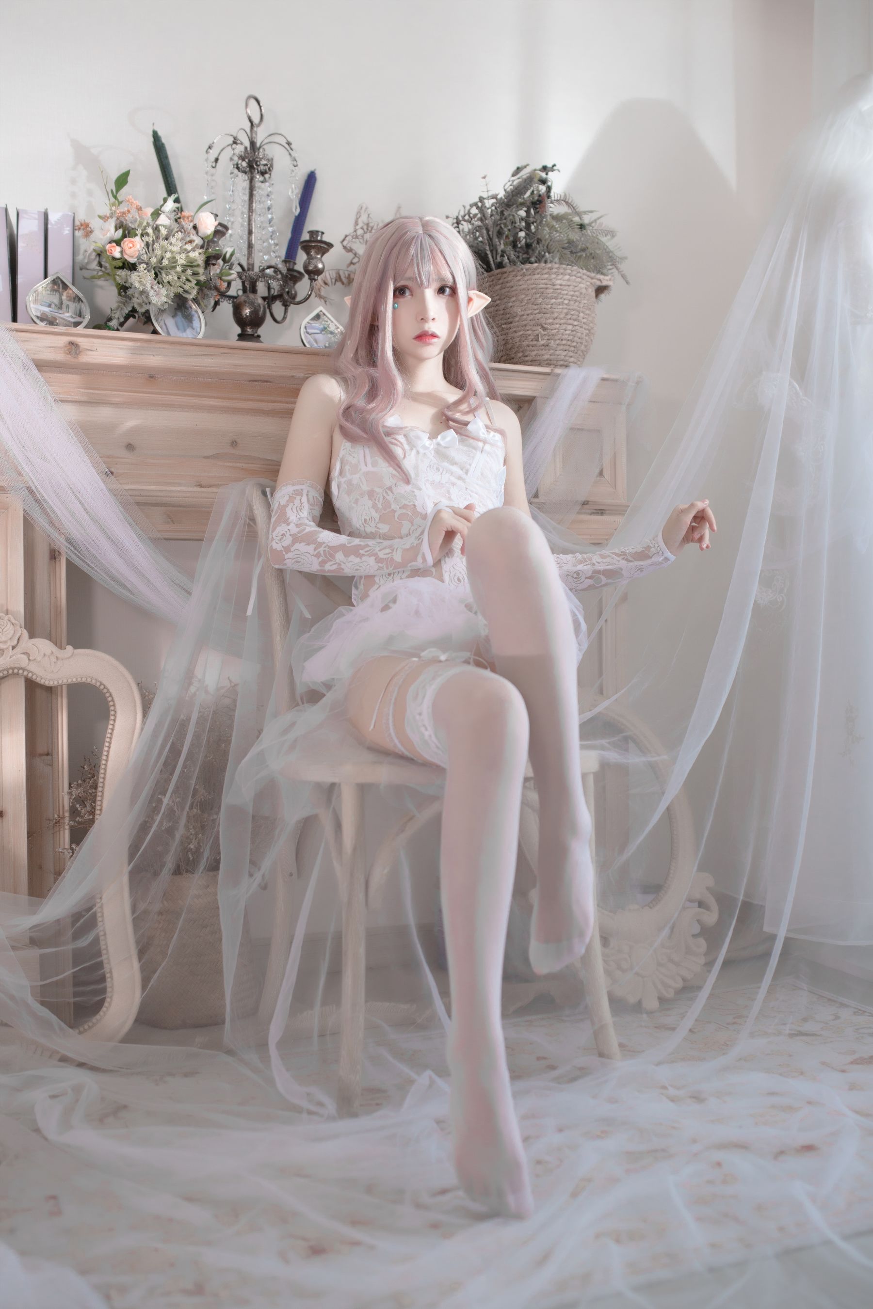 [Cosplay写真] 疯猫ss - 纯白精灵