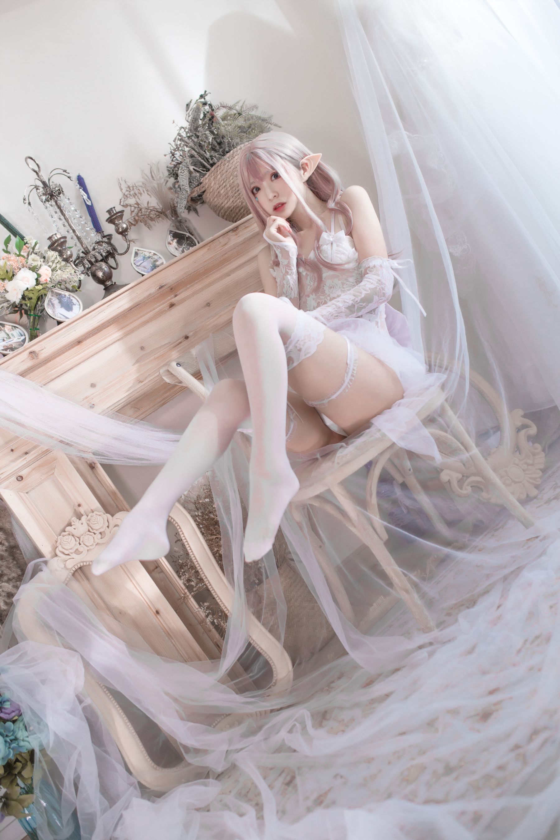 [Cosplay写真] 疯猫ss - 纯白精灵
