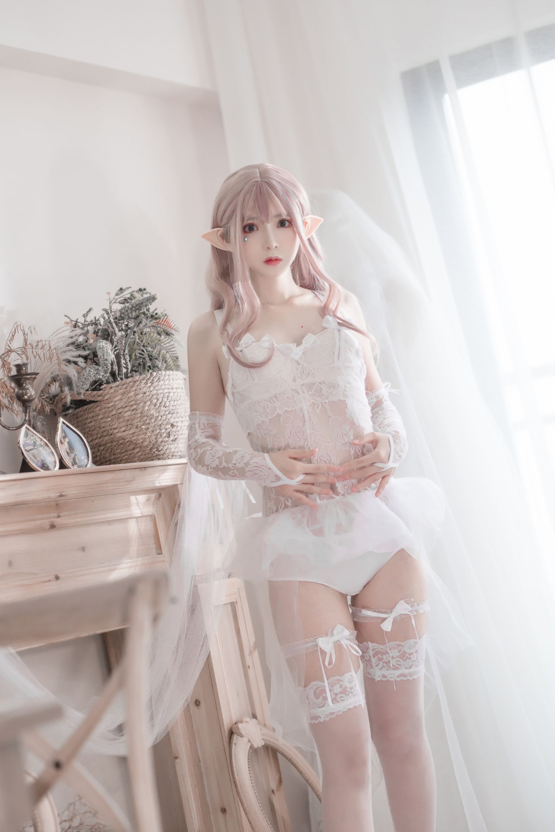 [Cosplay写真] 疯猫ss - 纯白精灵
