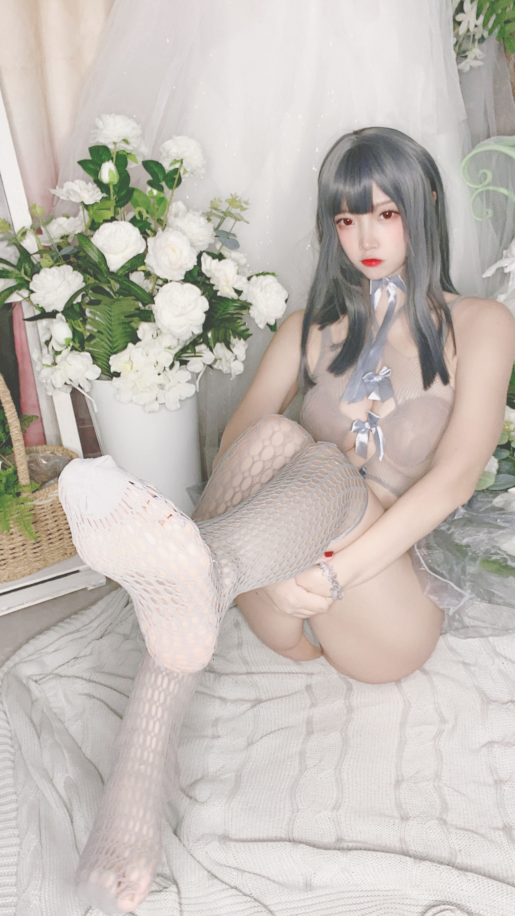 [Cosplay写真] 人气Coser二佐Nisa - 蓝色网状比基尼
