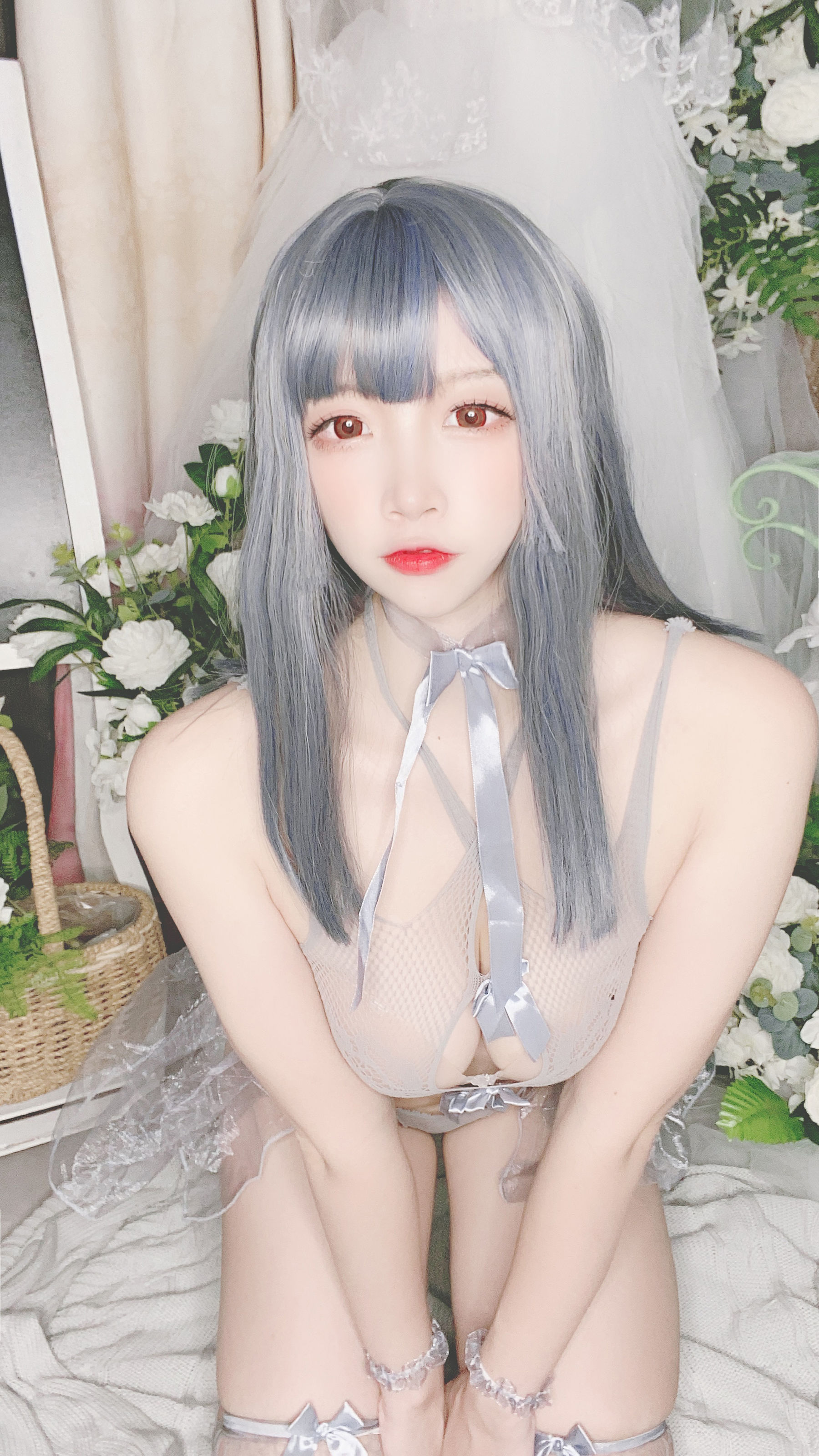 [Cosplay写真] 人气Coser二佐Nisa - 蓝色网状比基尼