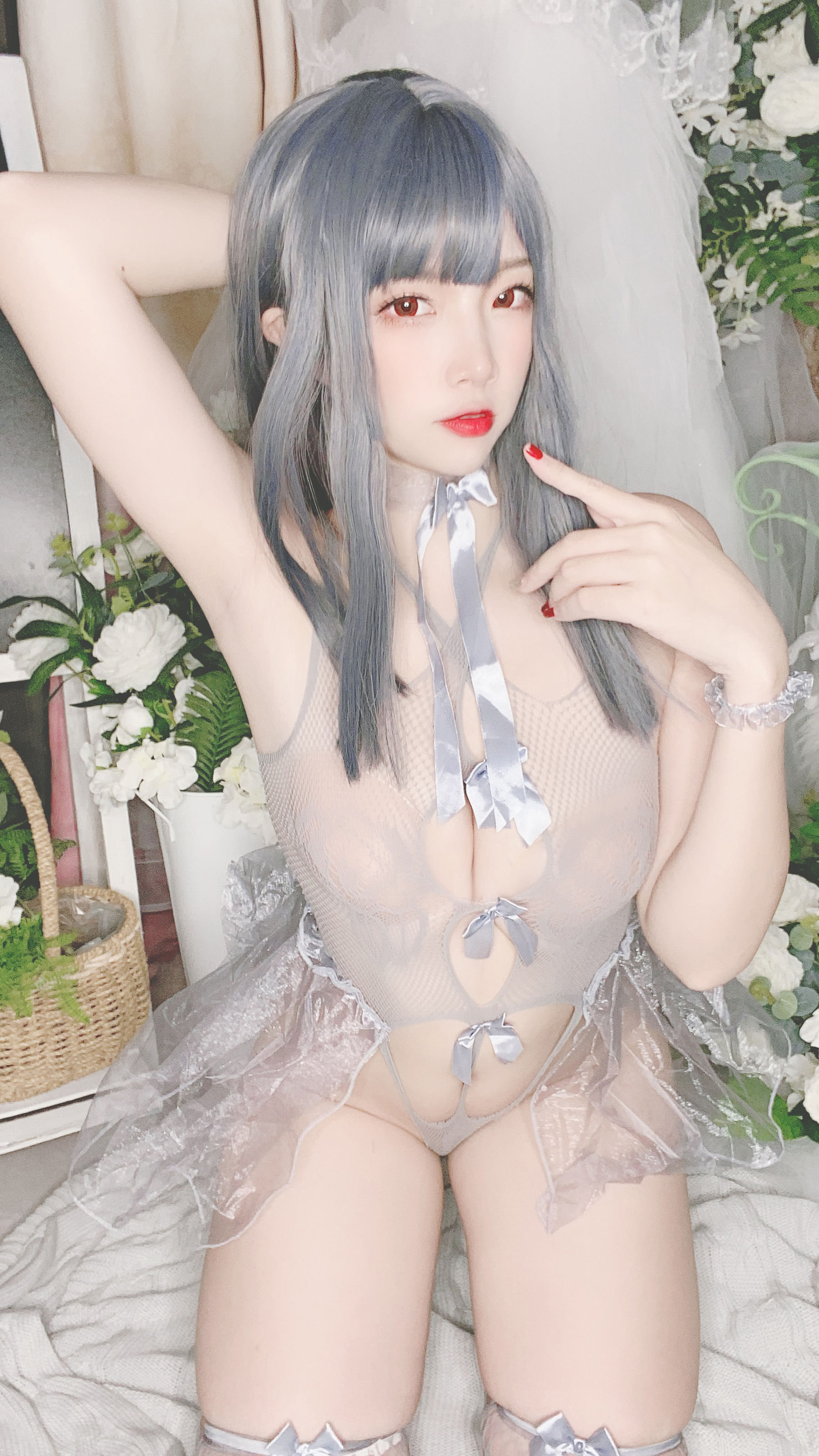 [Cosplay写真] 人气Coser二佐Nisa - 蓝色网状比基尼
