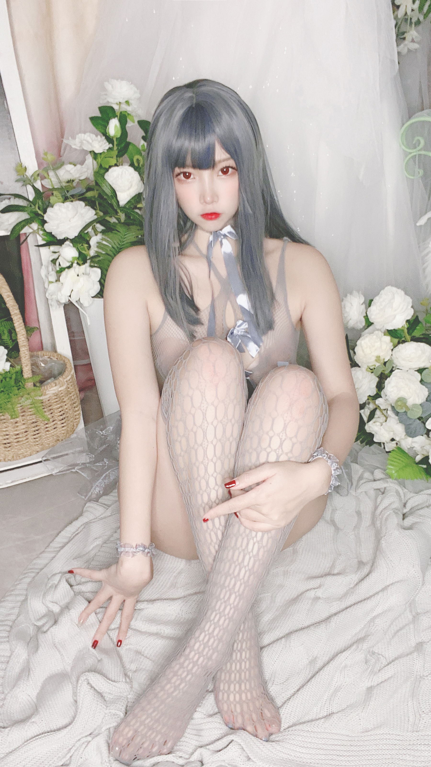 [Cosplay写真] 人气Coser二佐Nisa - 蓝色网状比基尼