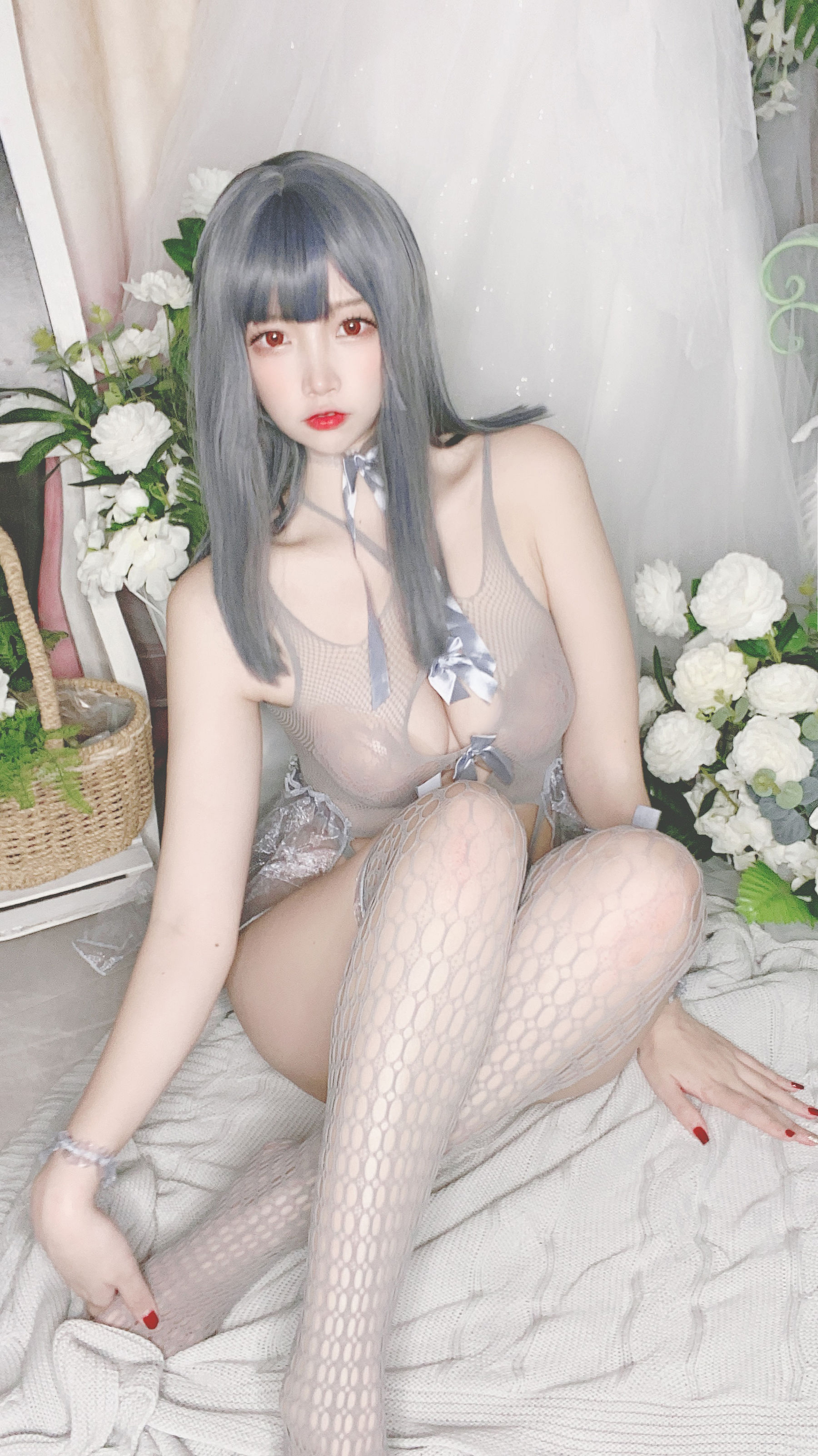 [Cosplay写真] 人气Coser二佐Nisa - 蓝色网状比基尼