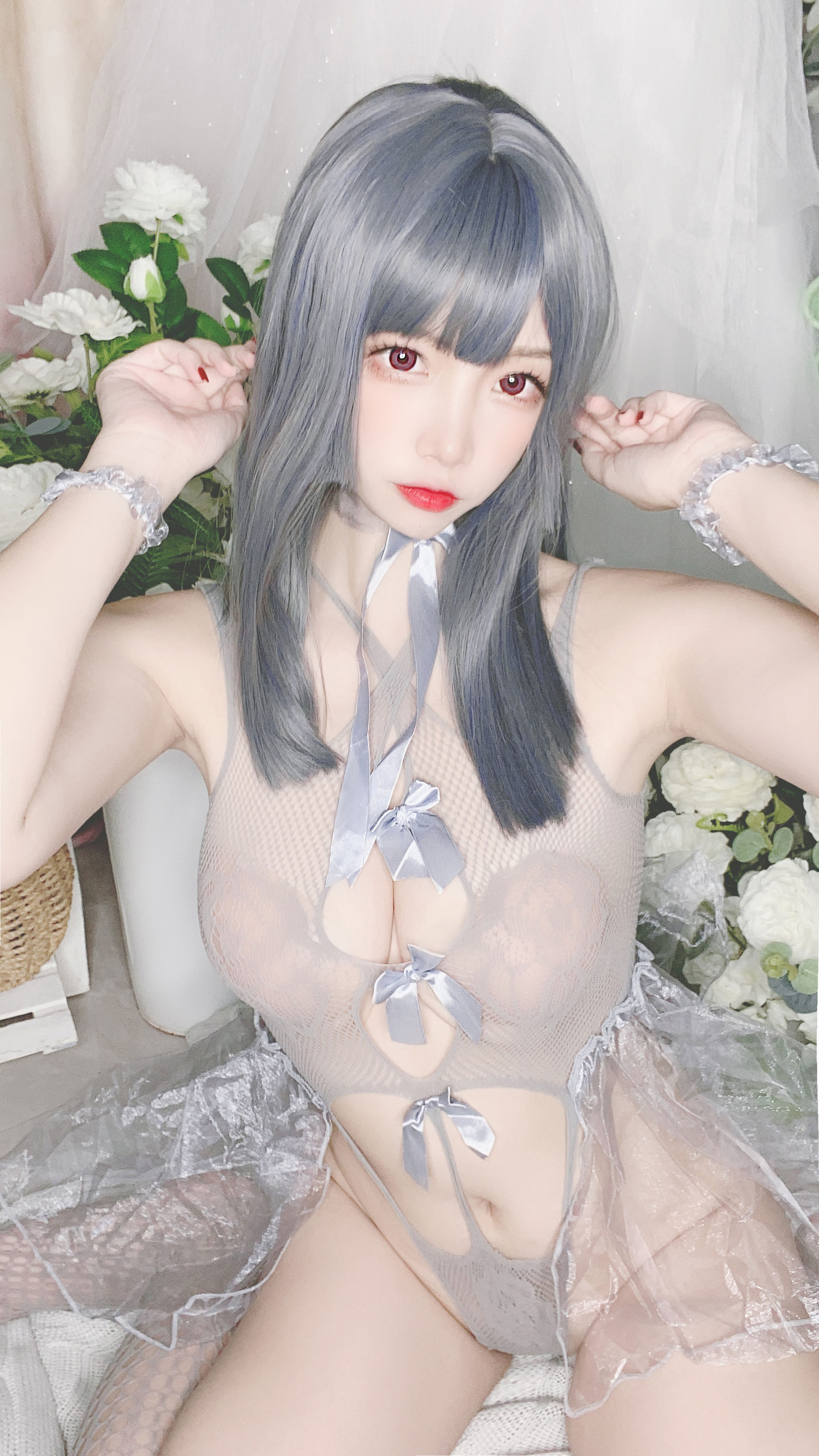 [Cosplay写真] 人气Coser二佐Nisa - 蓝色网状比基尼