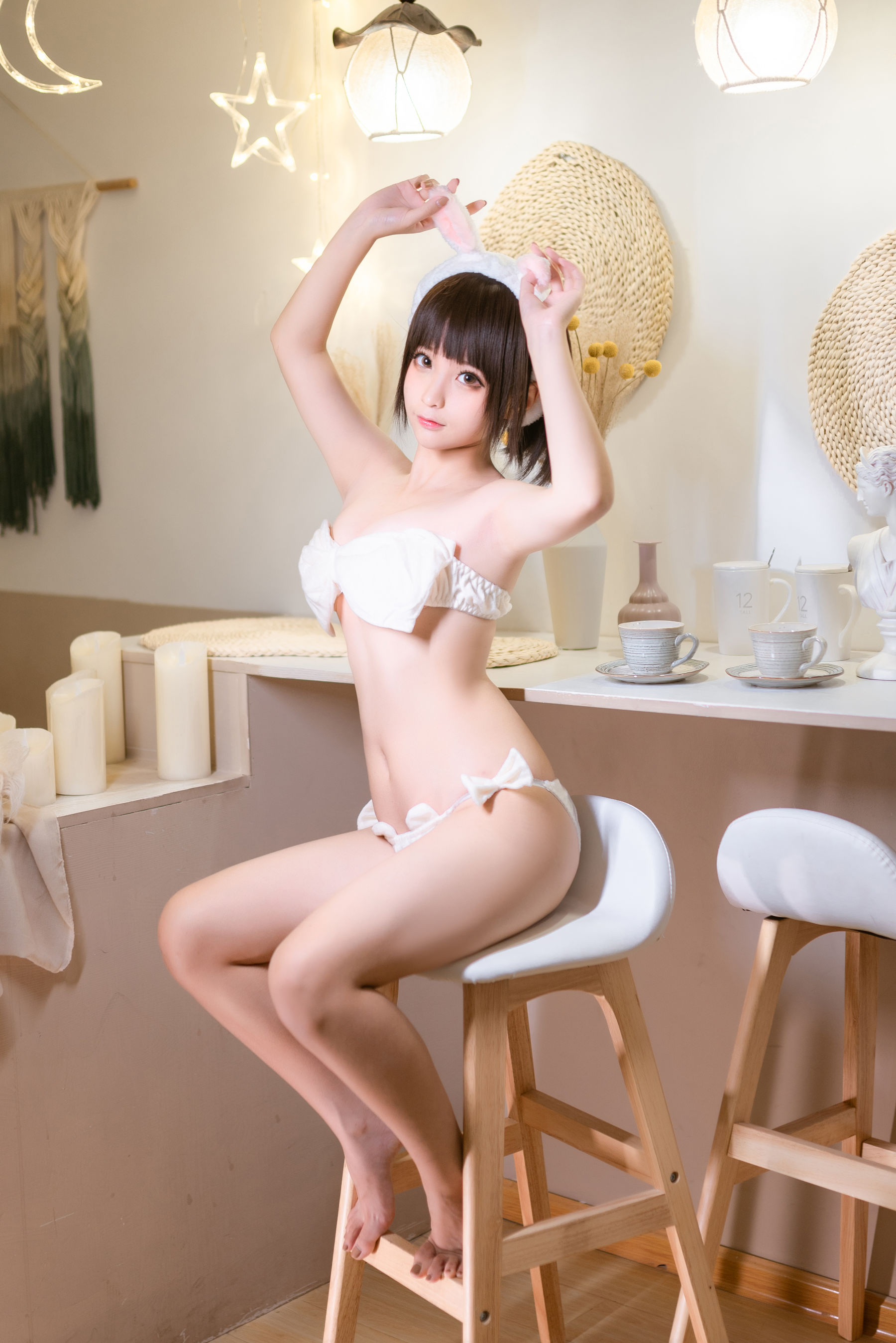 [Cosplay写真] 动漫博主蠢沫沫 - 蝴蝶结内衣