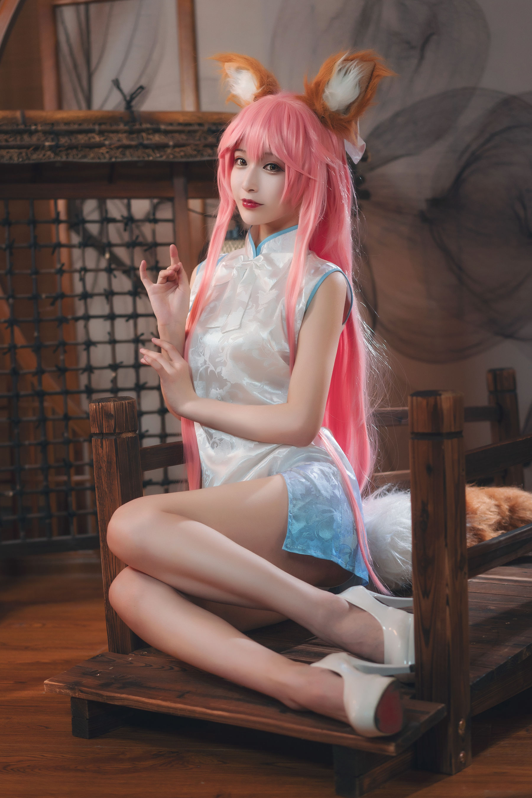 [Cosplay写真] 动漫博主铁板烧鬼舞w - 玉藻前 旗袍