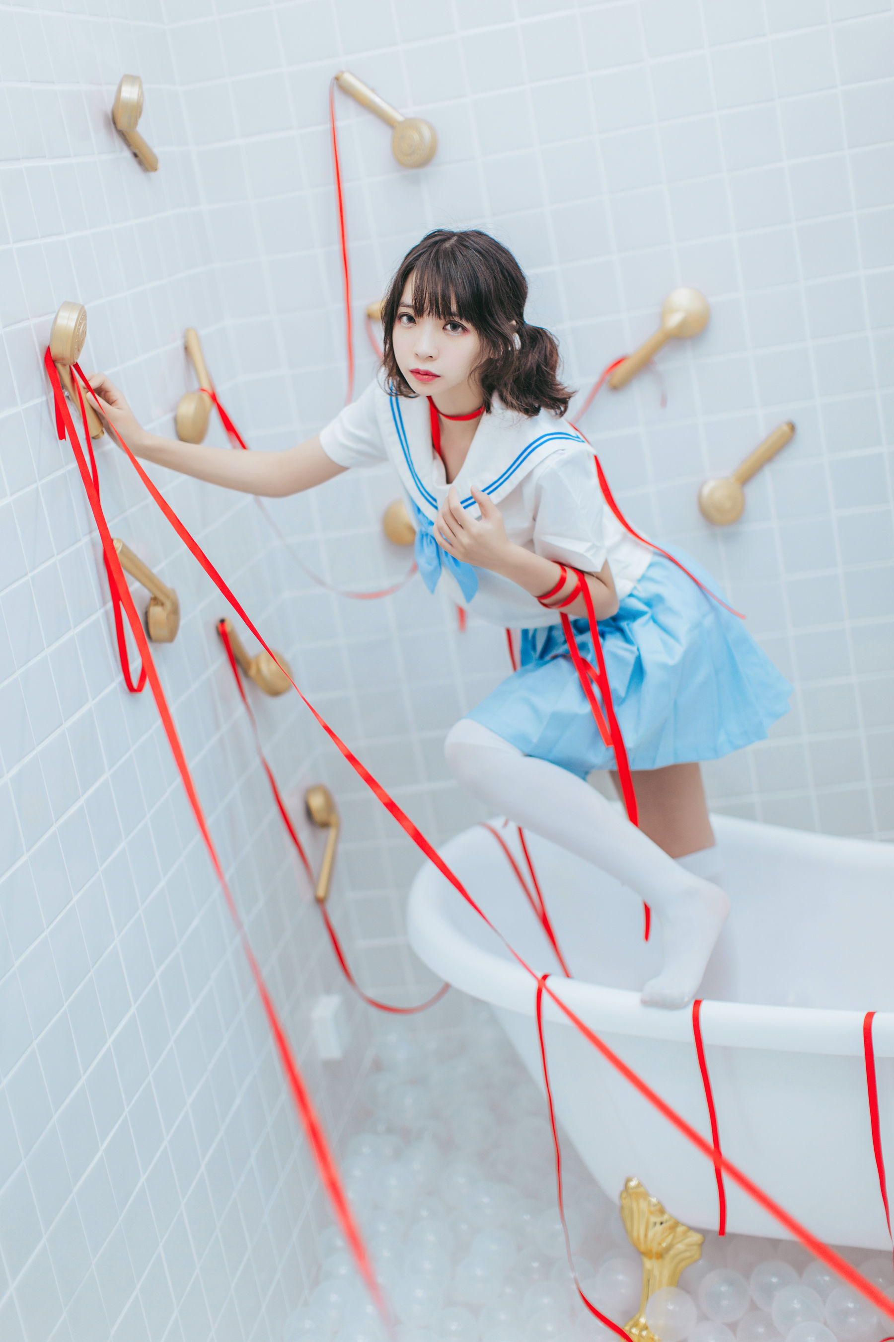 [Cosplay写真] 疯猫ss - 浴室JK