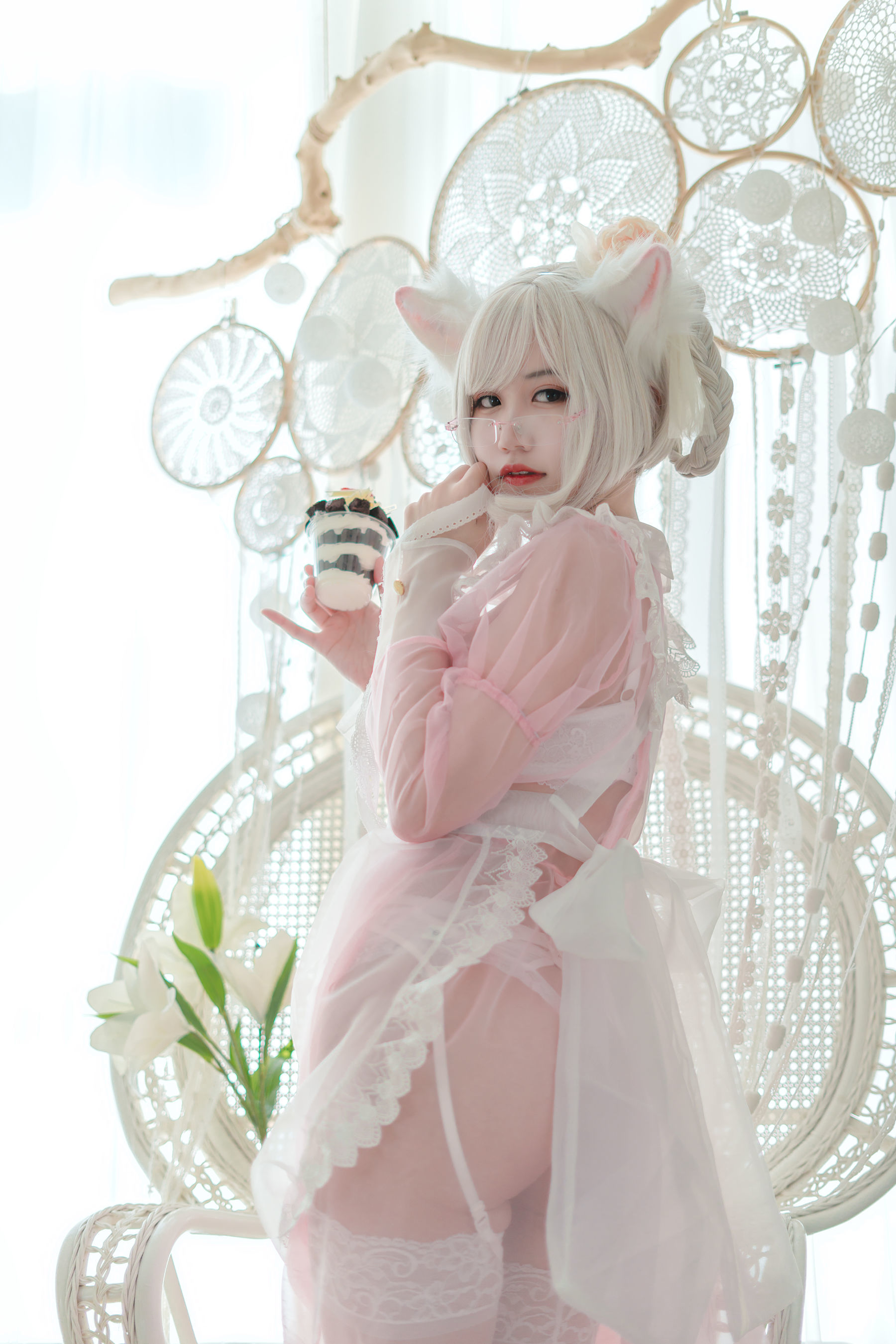 [网红COSER] 动漫博主小仓千代w - 透明粉色女仆