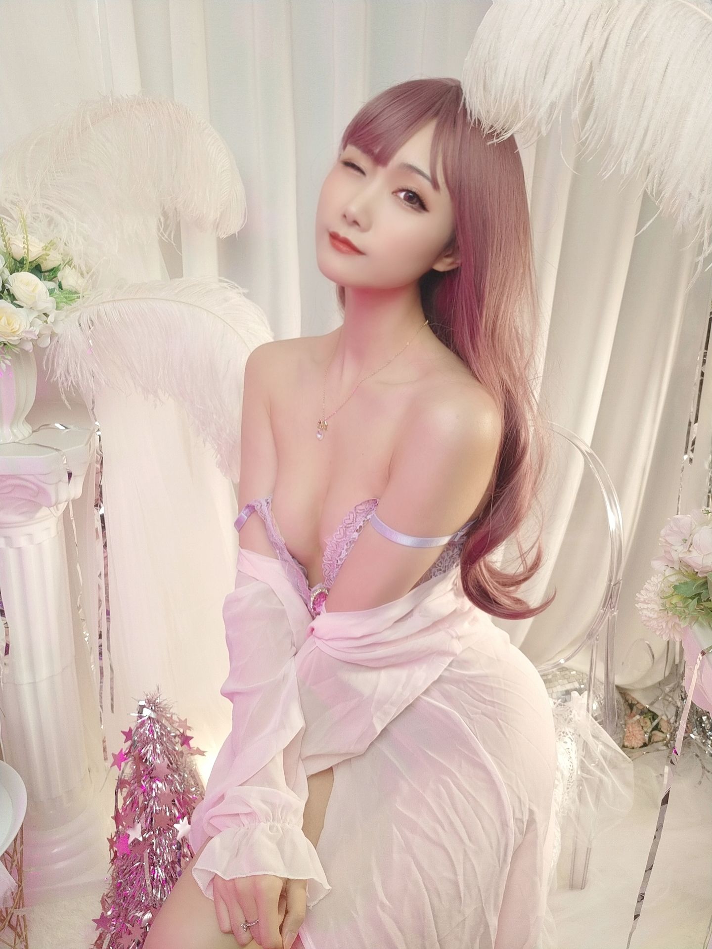 [Cosplay] 动漫博主曉美媽 - (圣诞自拍)紫色迷情