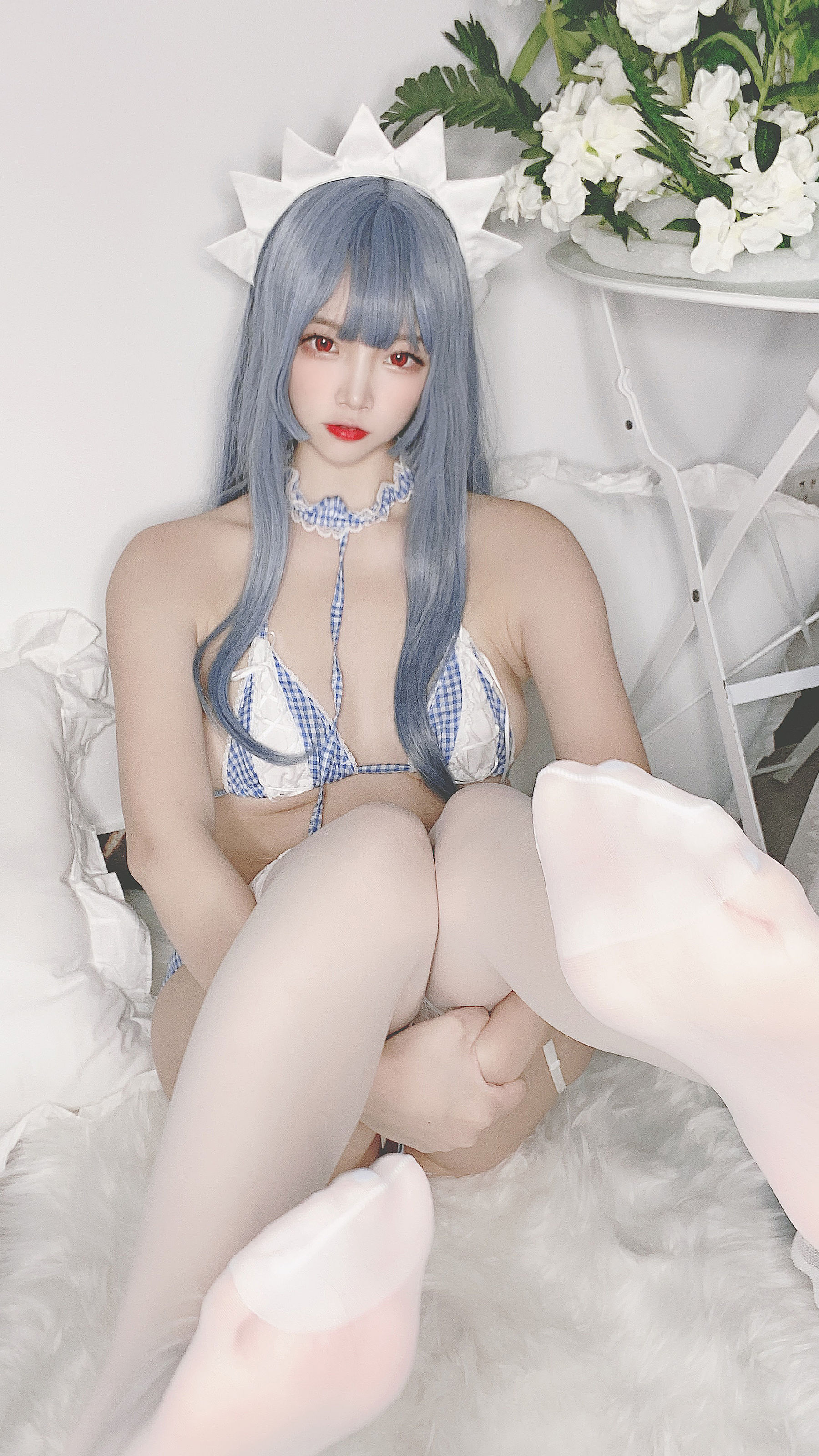 [Cosplay] 人气Coser二佐Nisa - 蓝格比基尼女仆