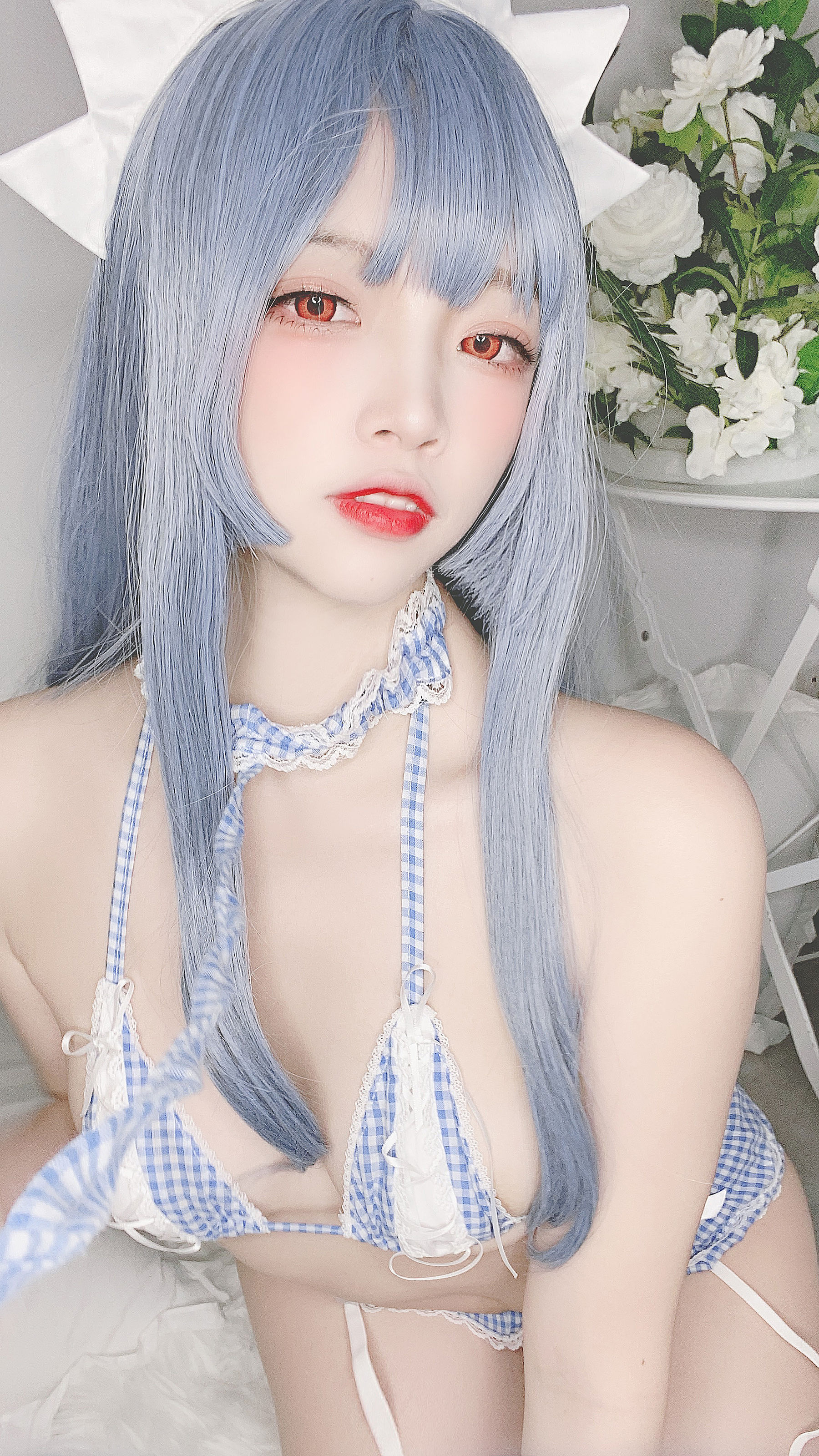 [Cosplay] 人气Coser二佐Nisa - 蓝格比基尼女仆