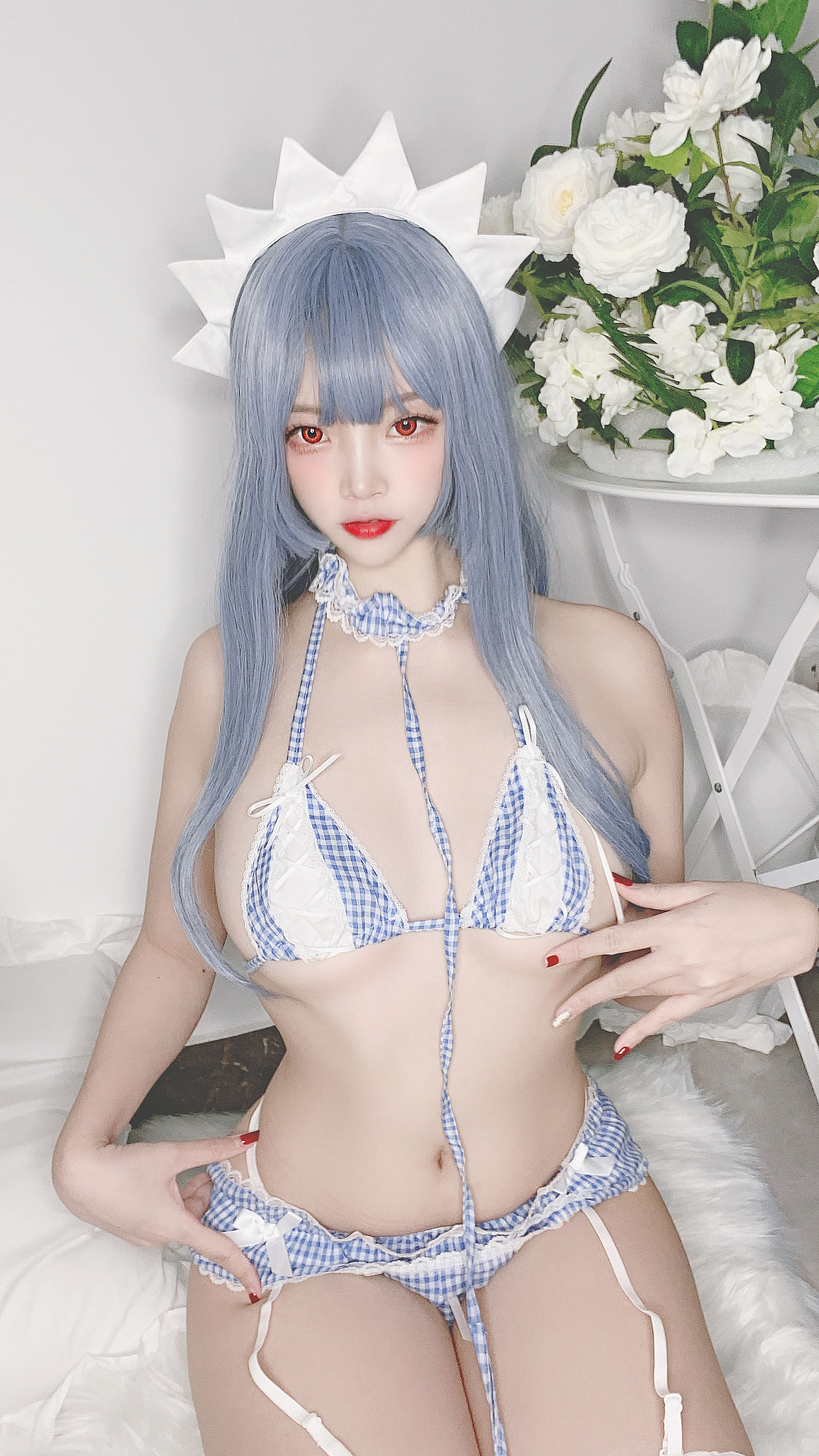 [Cosplay] 人气Coser二佐Nisa - 蓝格比基尼女仆