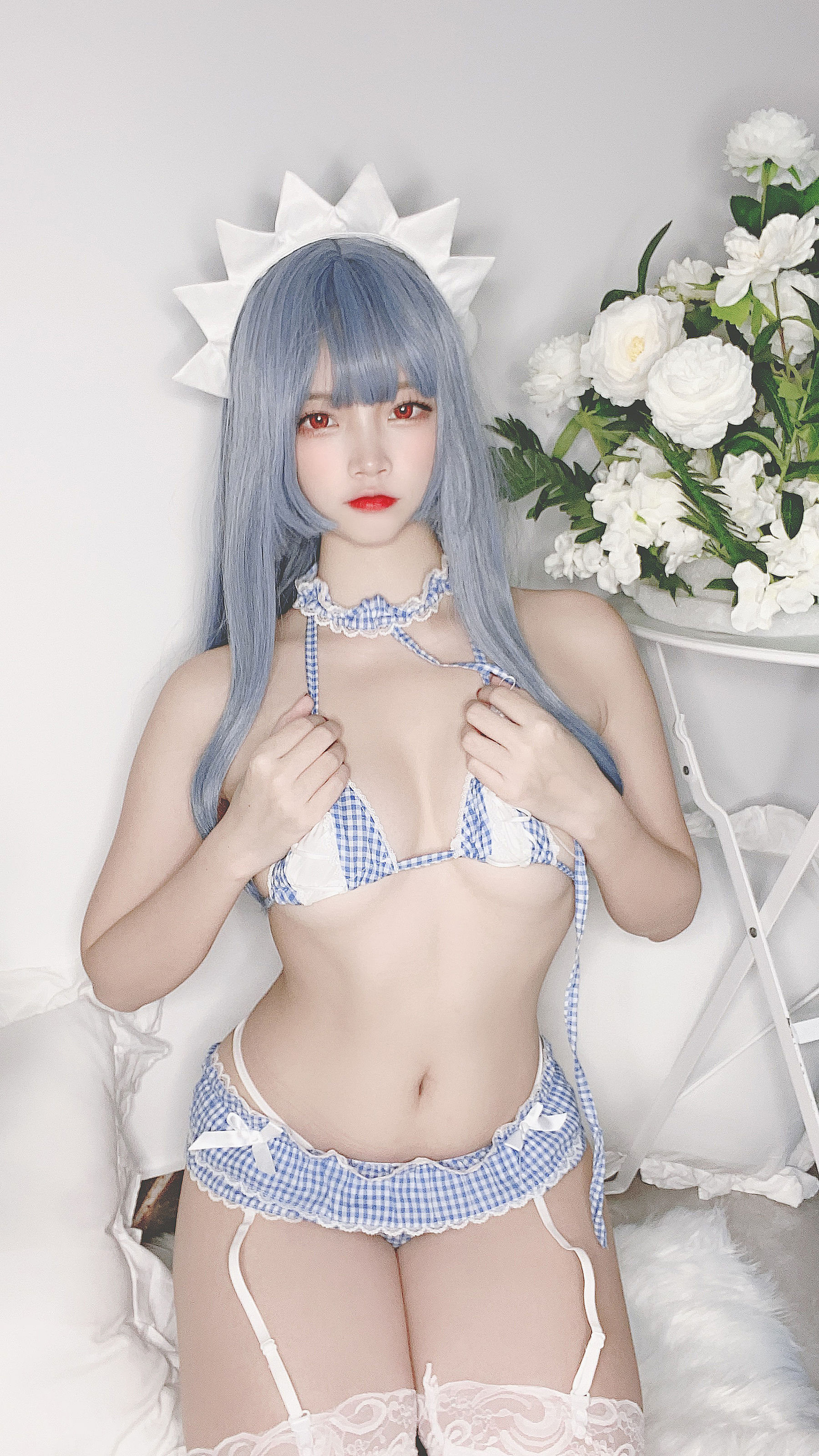 [Cosplay] 人气Coser二佐Nisa - 蓝格比基尼女仆