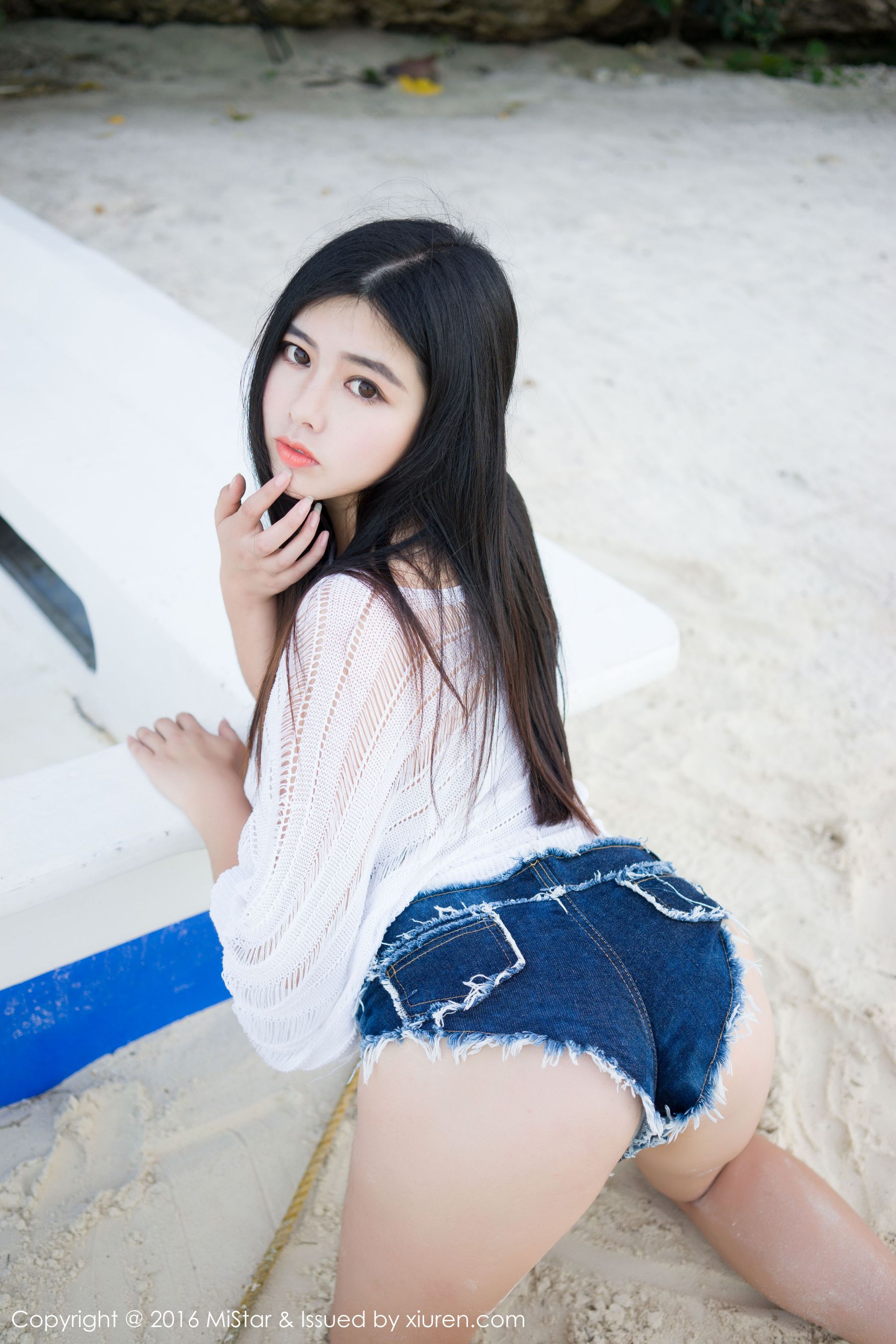 娜露Selena《球衣+透视网衣+牛仔热裤》 [魅妍社MiStar] Vol.073