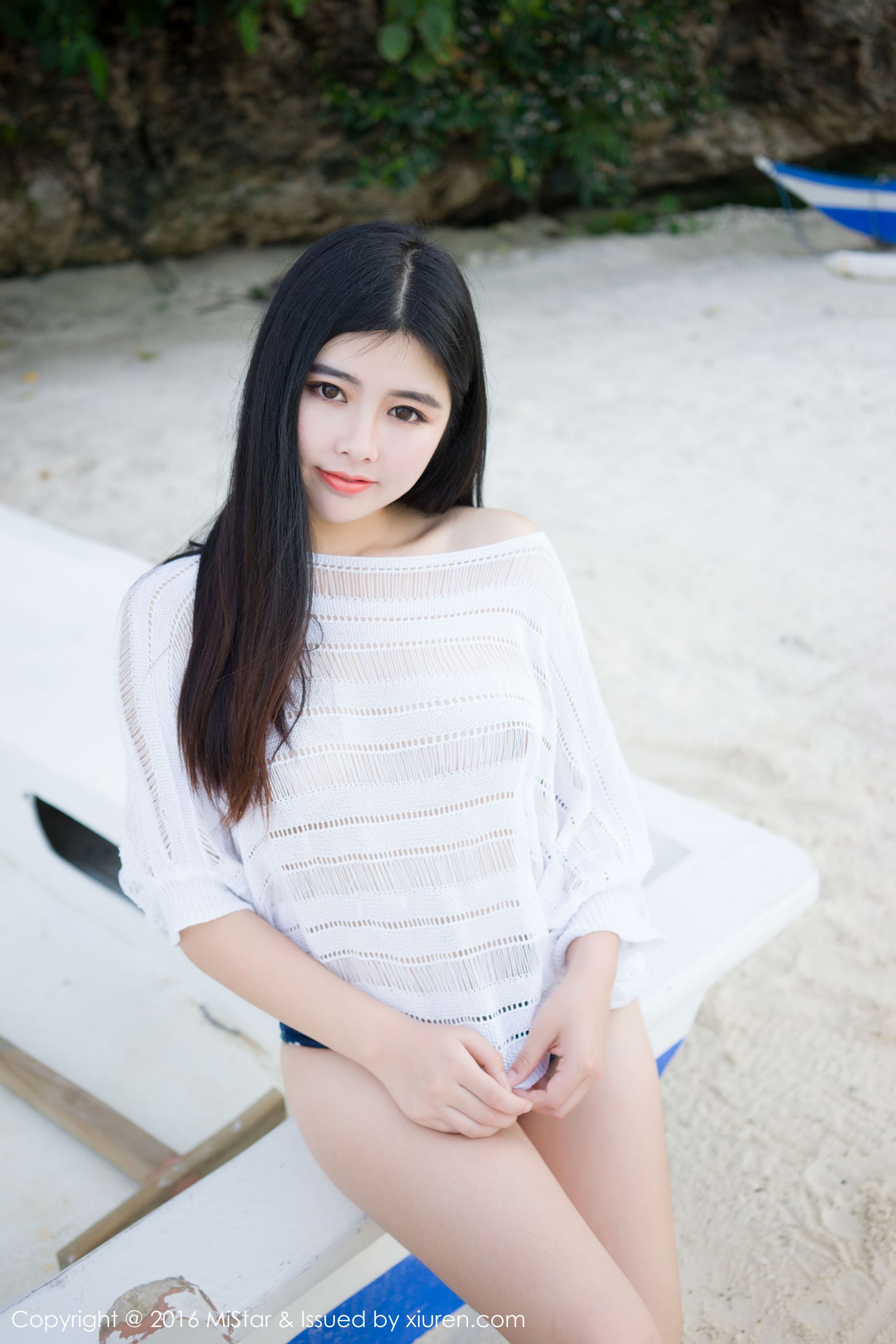 娜露Selena《球衣+透视网衣+牛仔热裤》 [魅妍社MiStar] Vol.073