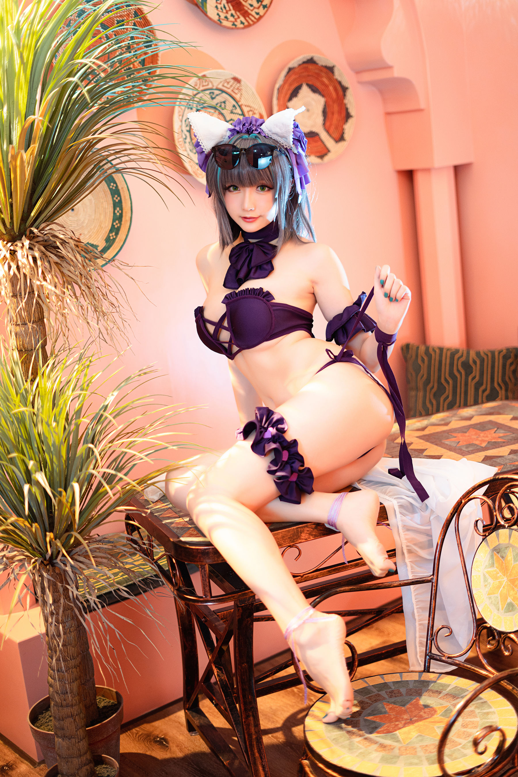 [COS福利] Coser小姐姐星之迟迟 - R-Maid《柴郡泳装》