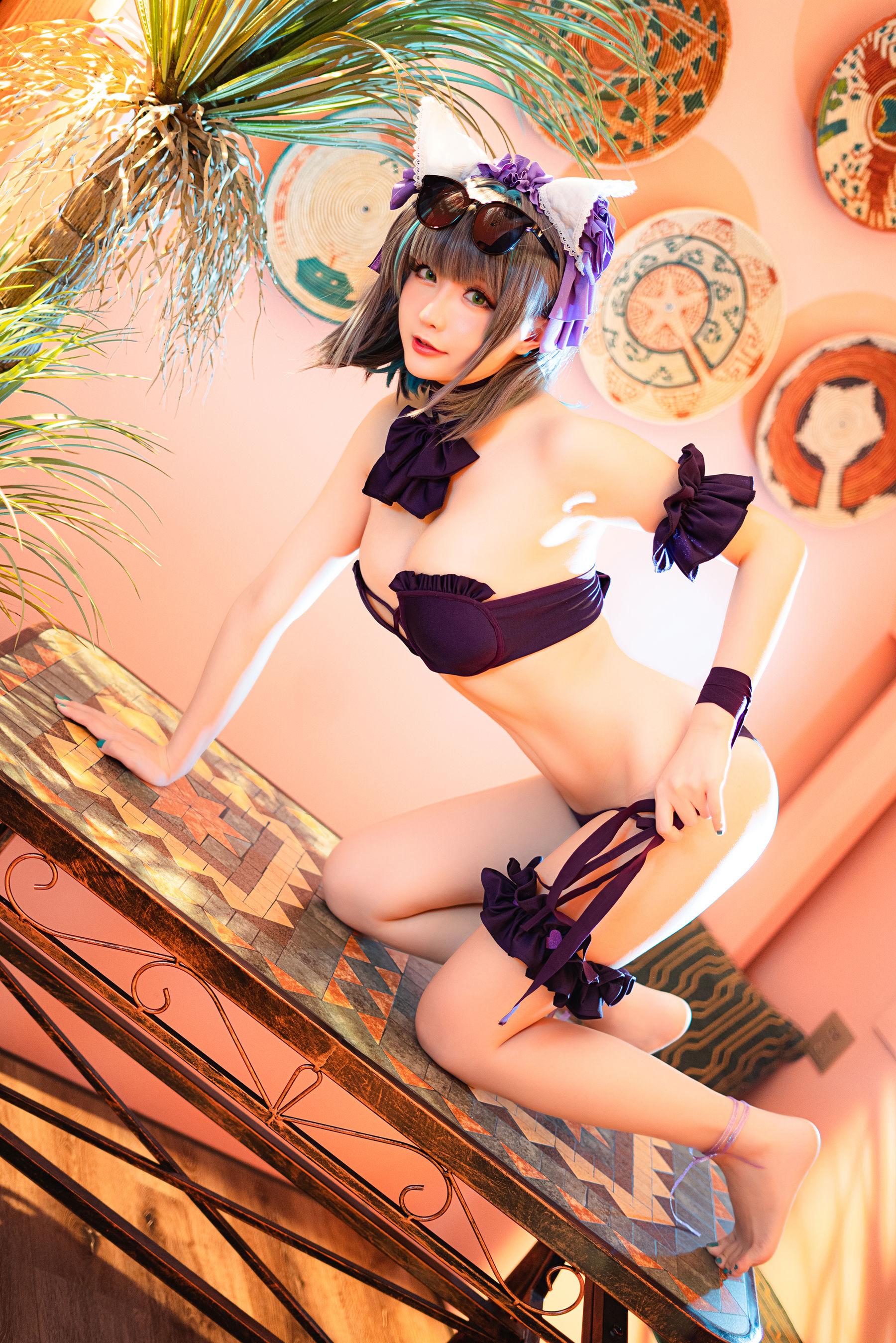[COS福利] Coser小姐姐星之迟迟 - R-Maid《柴郡泳装》