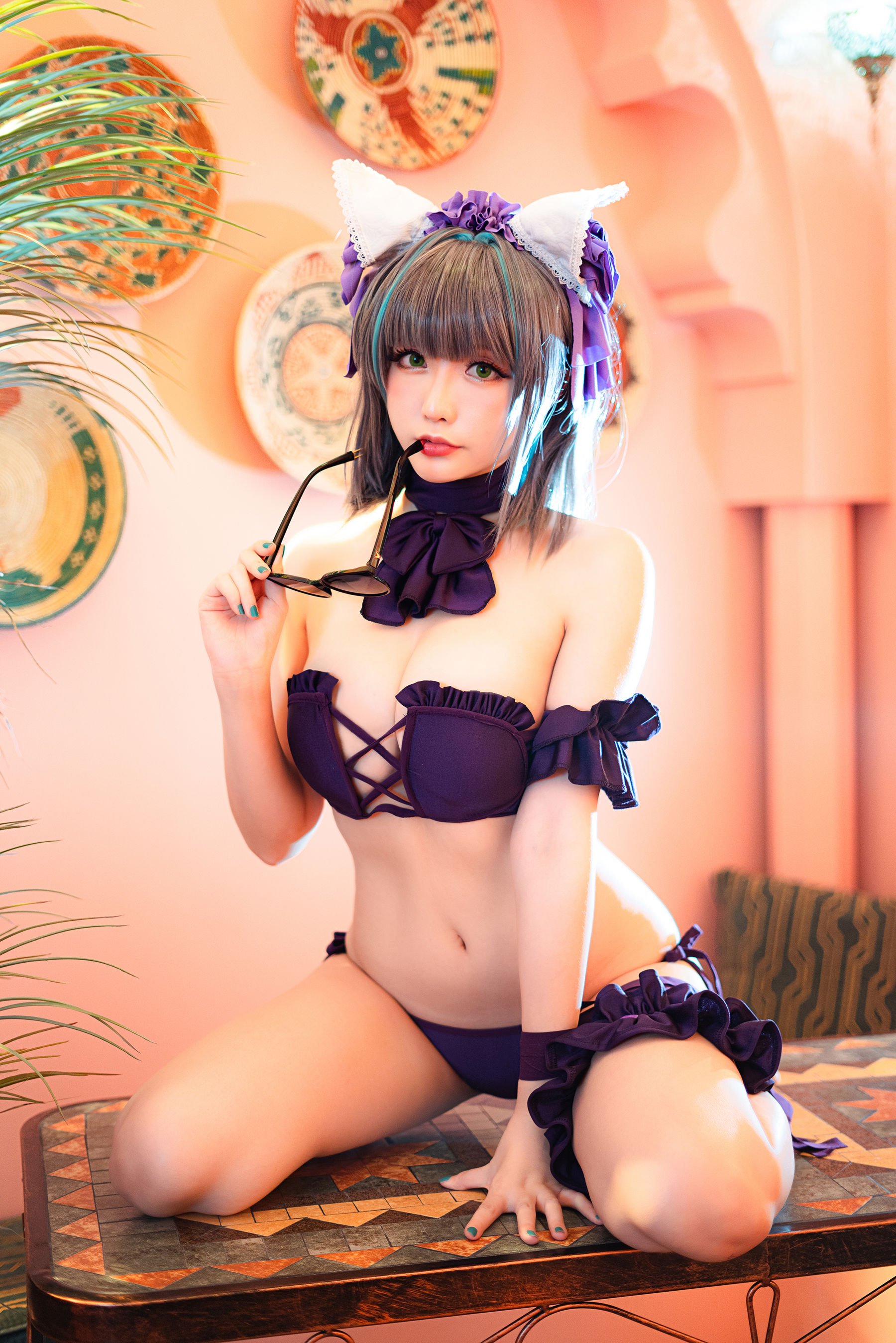 [COS福利] Coser小姐姐星之迟迟 - R-Maid《柴郡泳装》