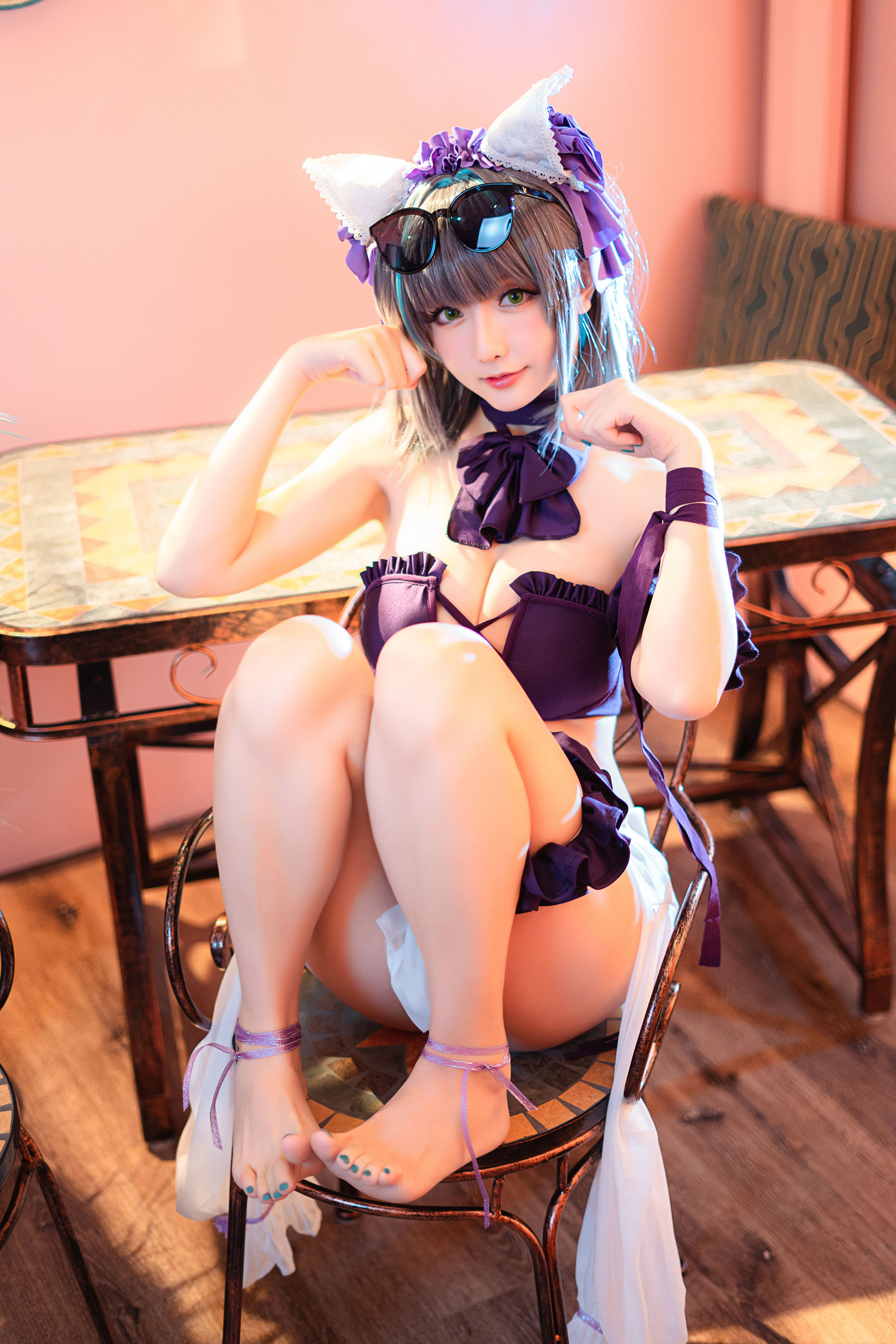 [COS福利] Coser小姐姐星之迟迟 - R-Maid《柴郡泳装》
