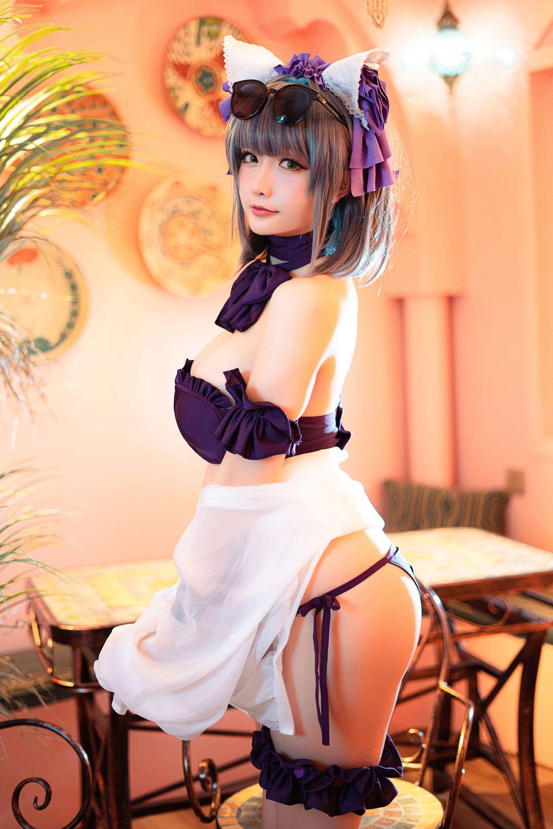 [COS福利] Coser小姐姐星之迟迟 - R-Maid《柴郡泳装》