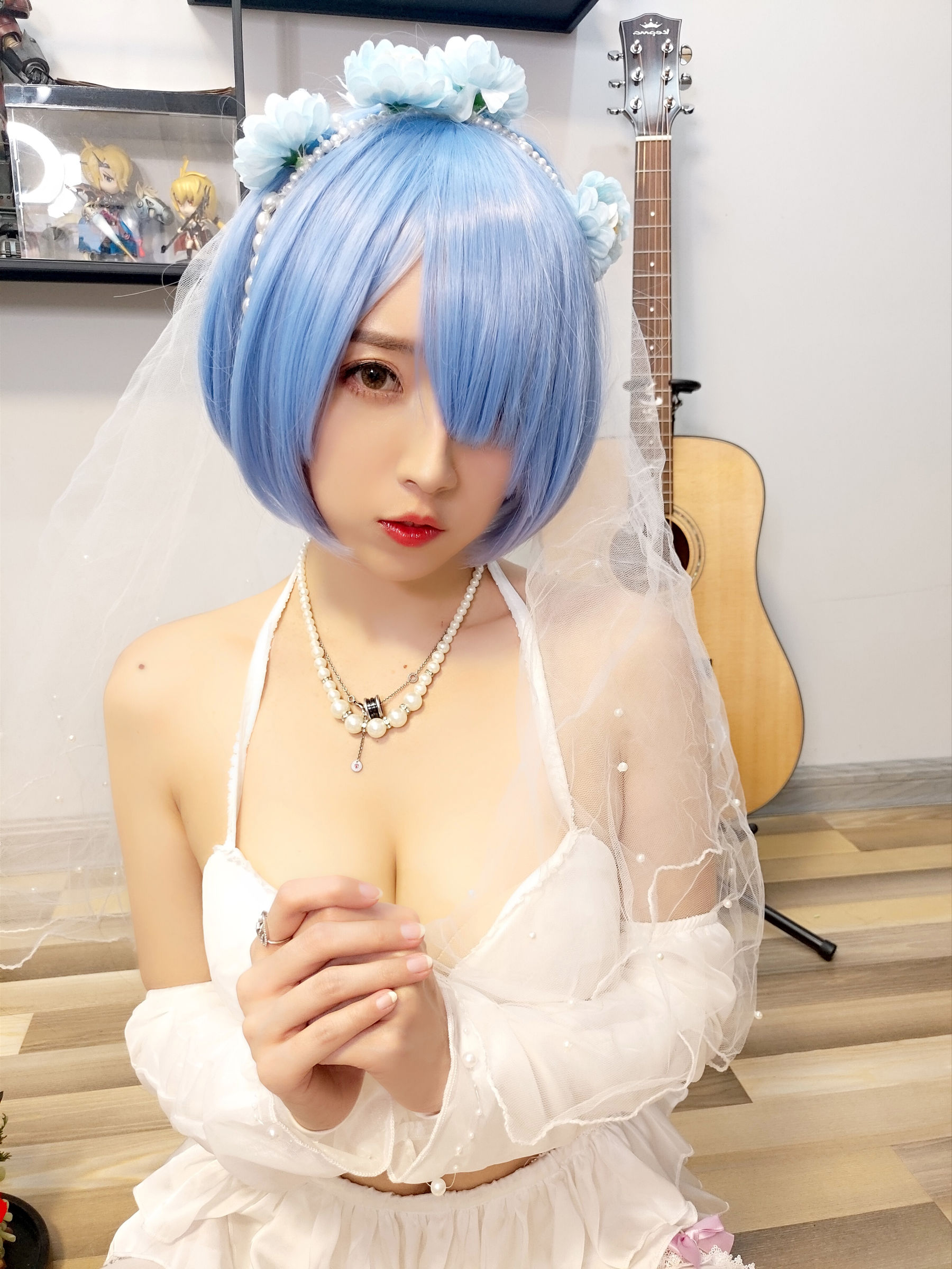 [COS福利] 斗鱼主播小女巫露娜 - 雷姆婚纱
