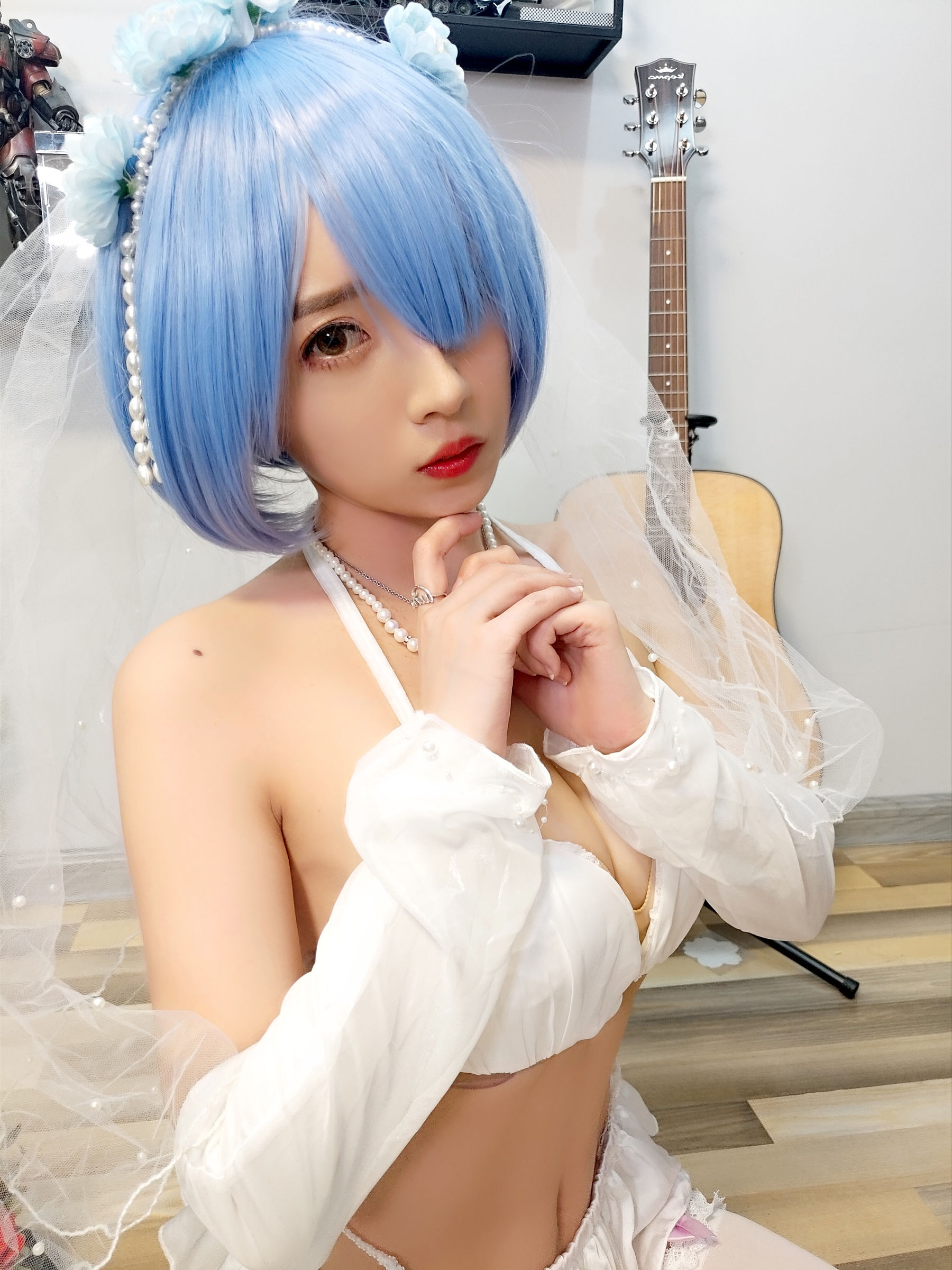 [COS福利] 斗鱼主播小女巫露娜 - 雷姆婚纱