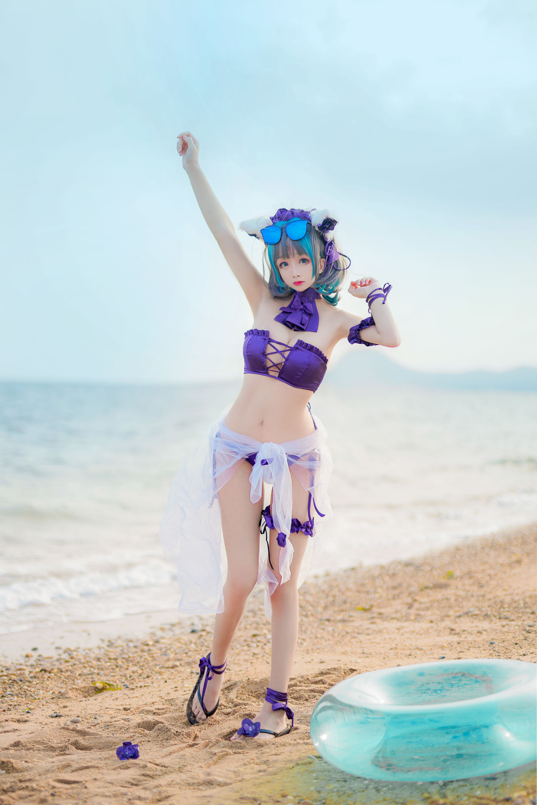 [COS福利] Cosplay日奈娇 - 柴郡猫泳装