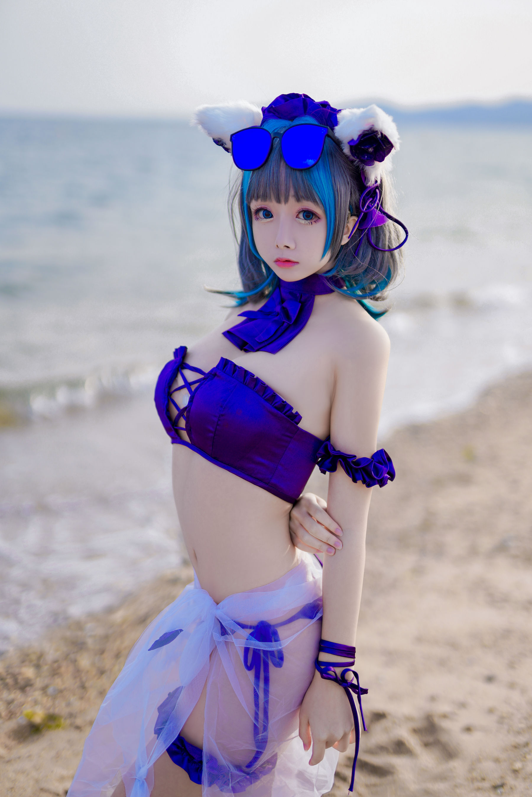 [COS福利] Cosplay日奈娇 - 柴郡猫泳装