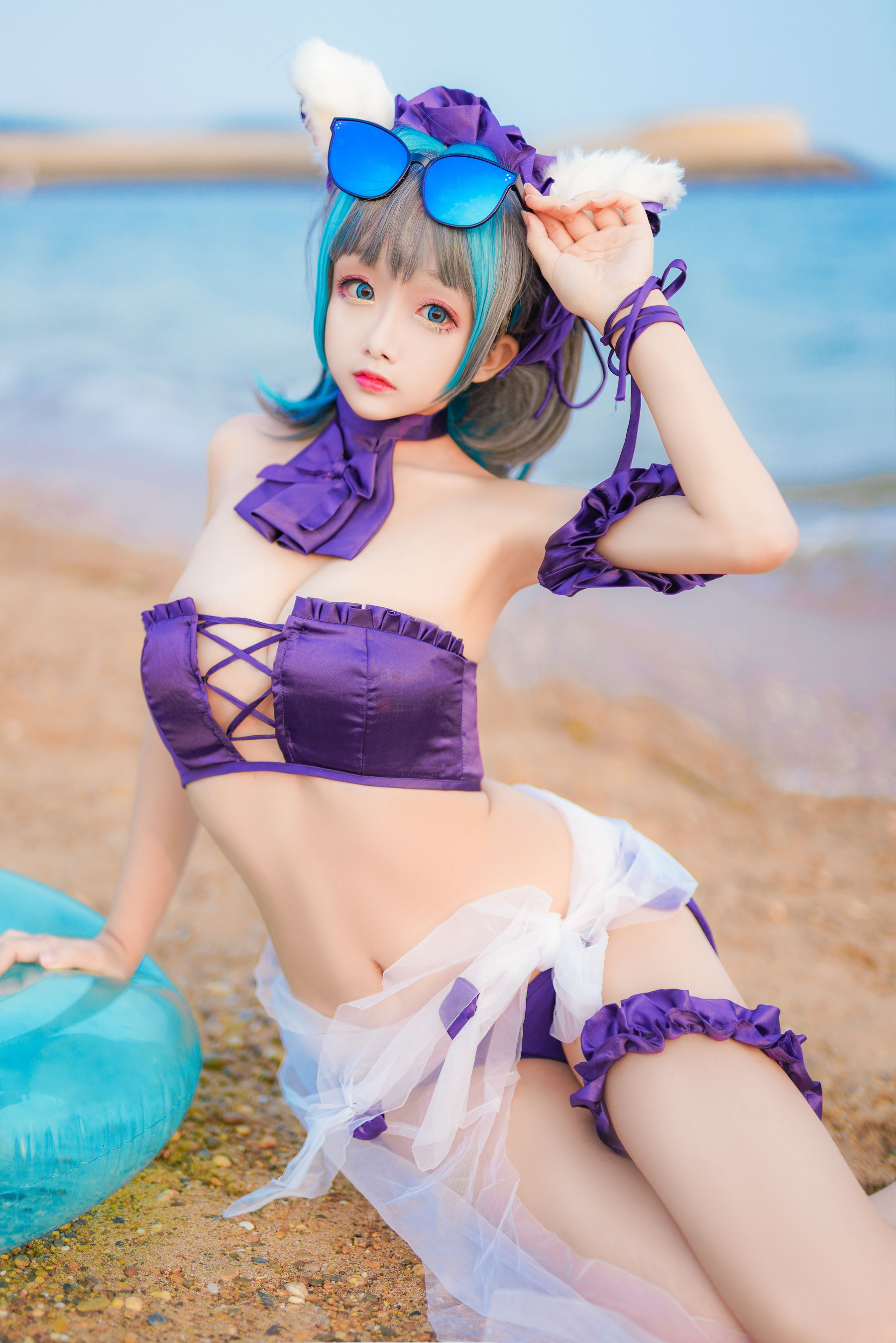 [COS福利] Cosplay日奈娇 - 柴郡猫泳装