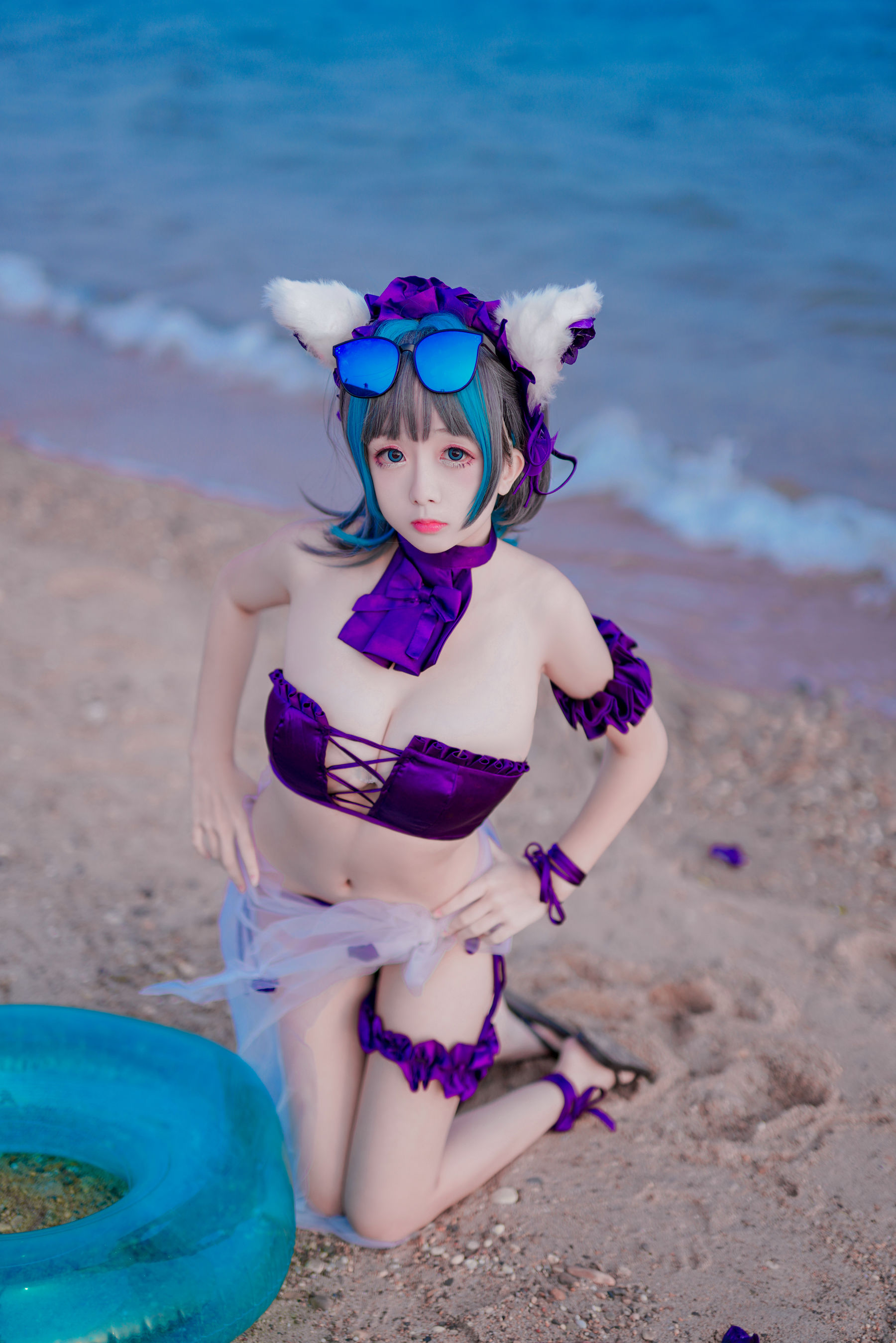 [COS福利] Cosplay日奈娇 - 柴郡猫泳装