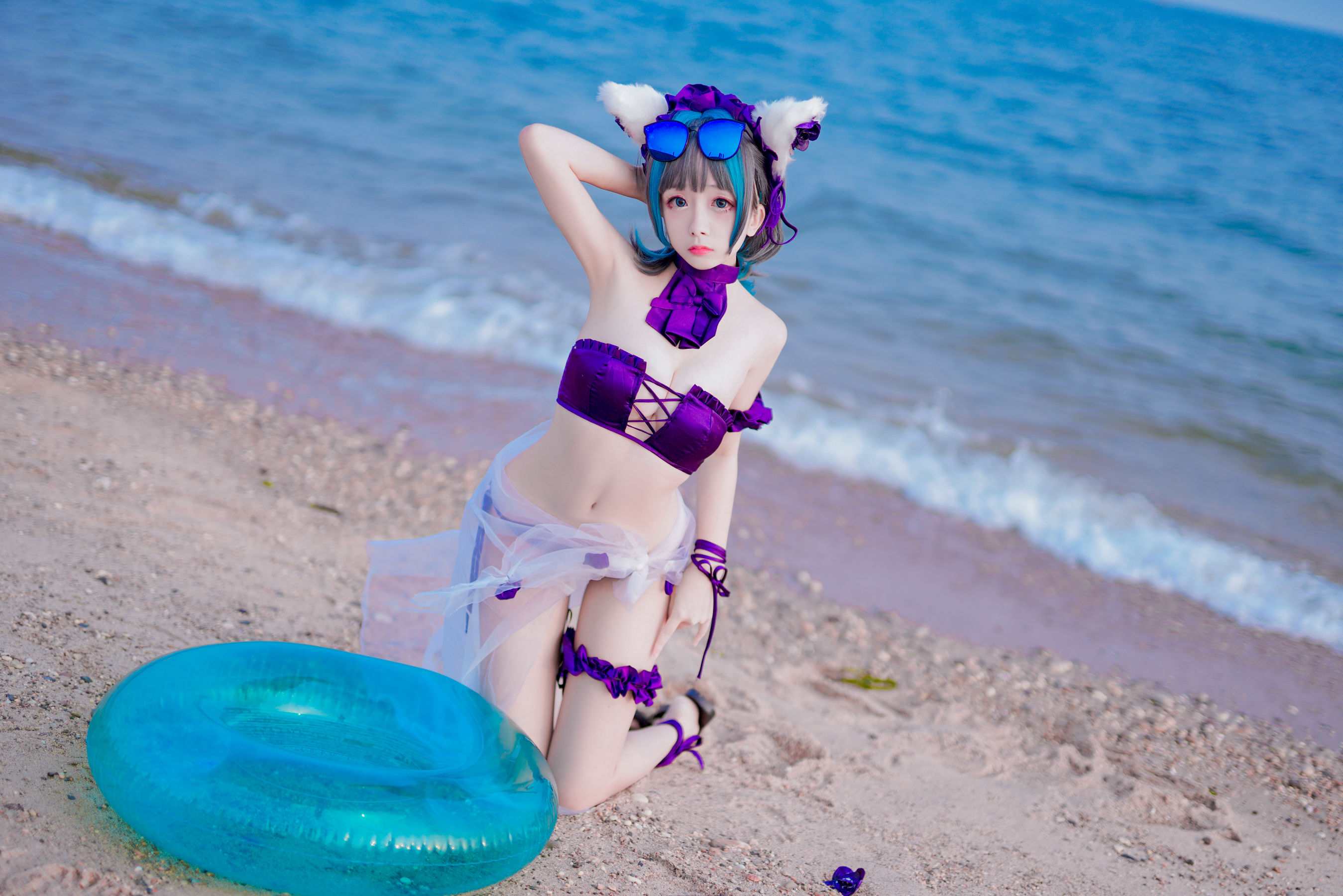 [COS福利] Cosplay日奈娇 - 柴郡猫泳装