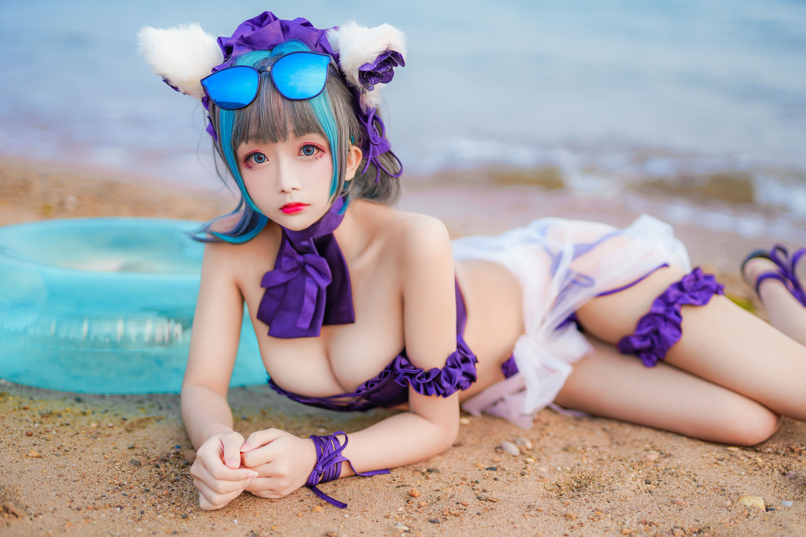 [COS福利] Cosplay日奈娇 - 柴郡猫泳装