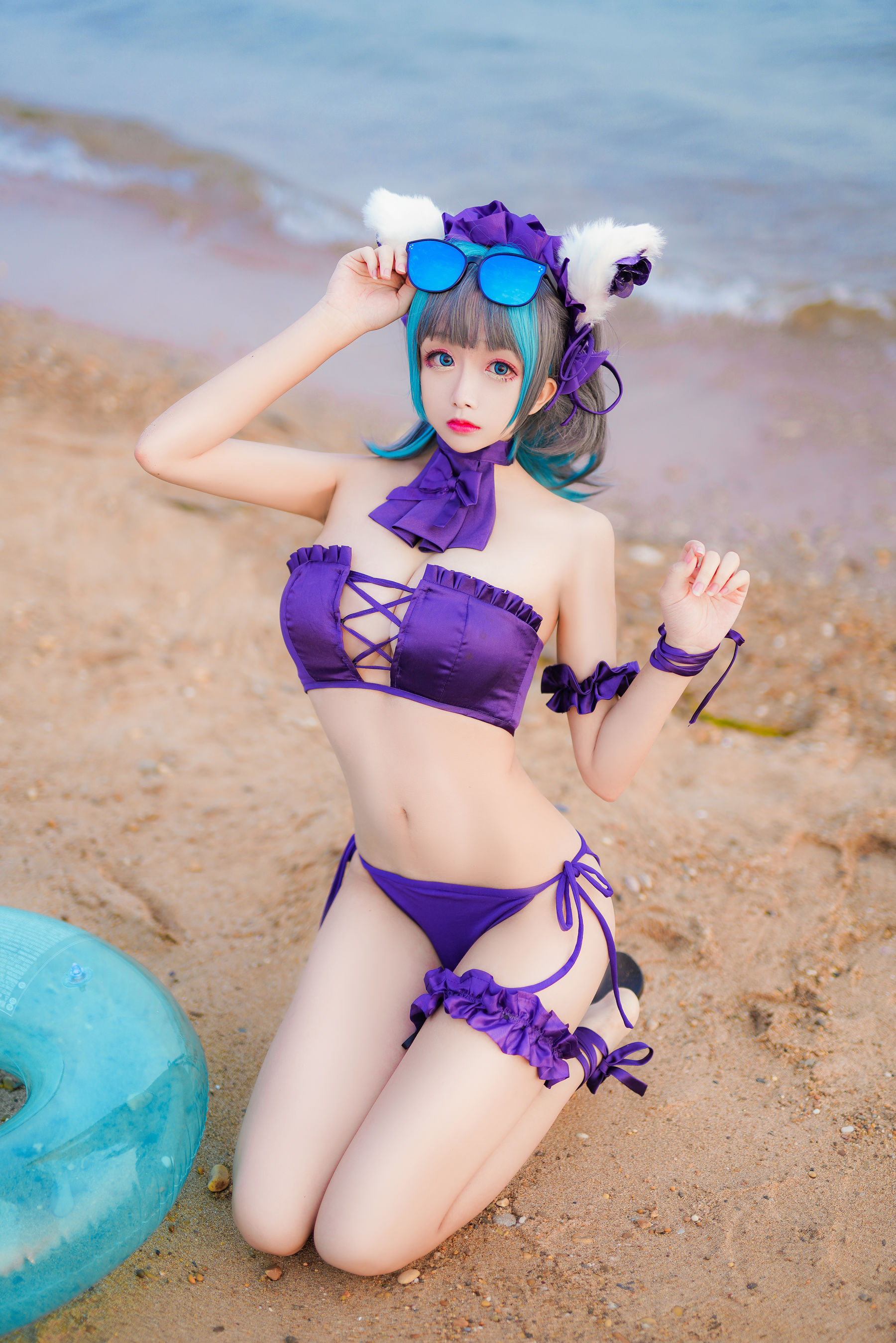 [COS福利] Cosplay日奈娇 - 柴郡猫泳装