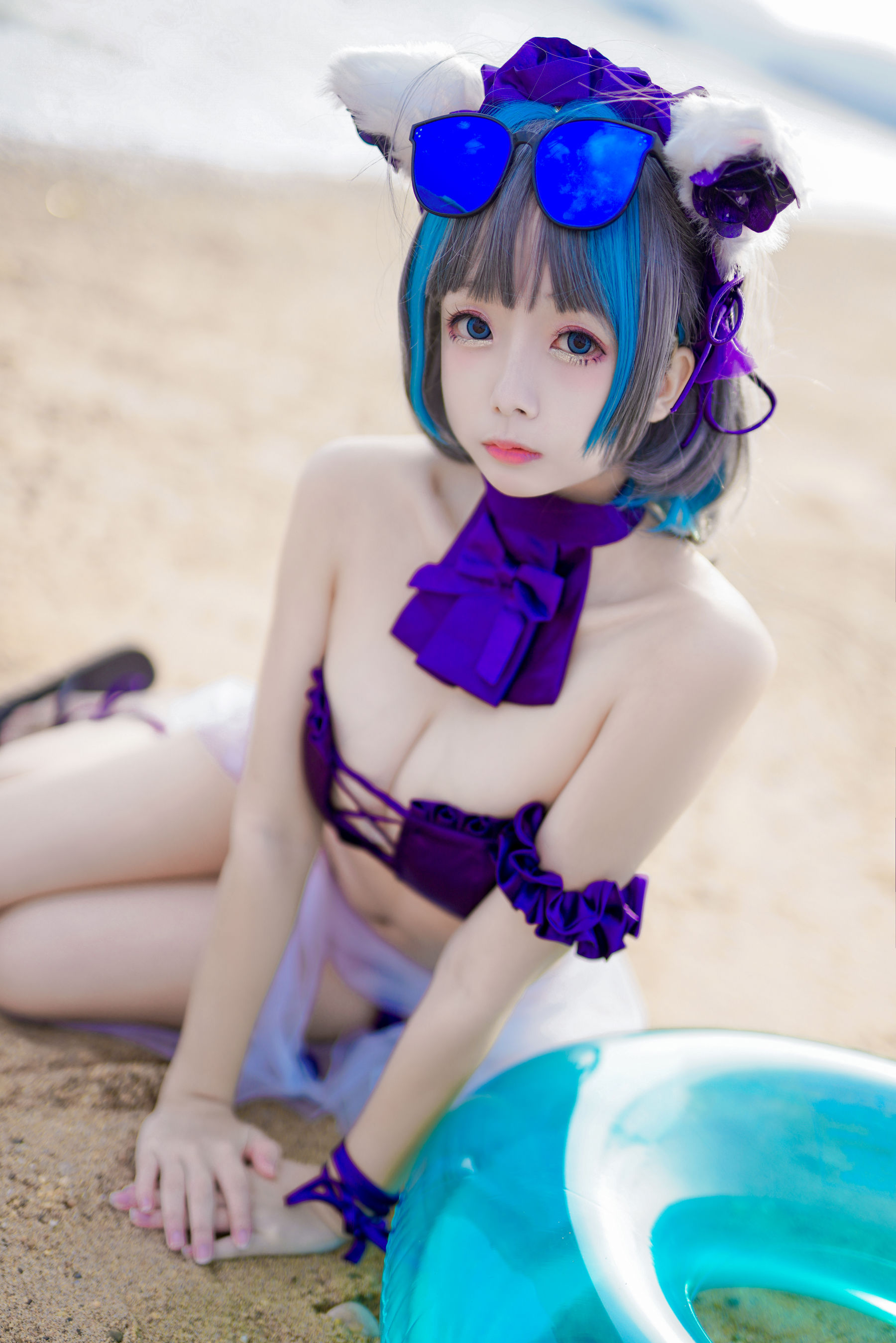 [COS福利] Cosplay日奈娇 - 柴郡猫泳装