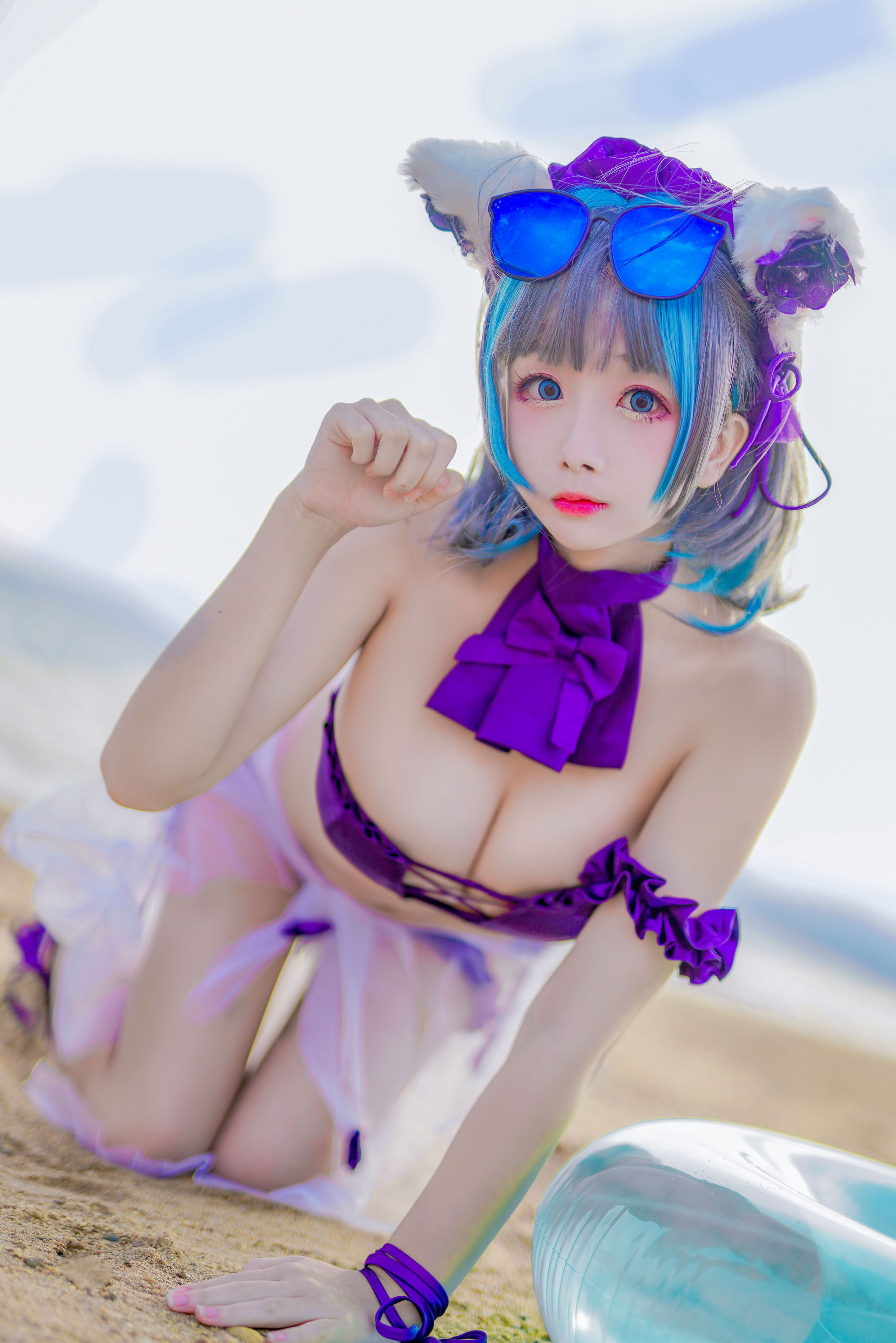 [COS福利] Cosplay日奈娇 - 柴郡猫泳装