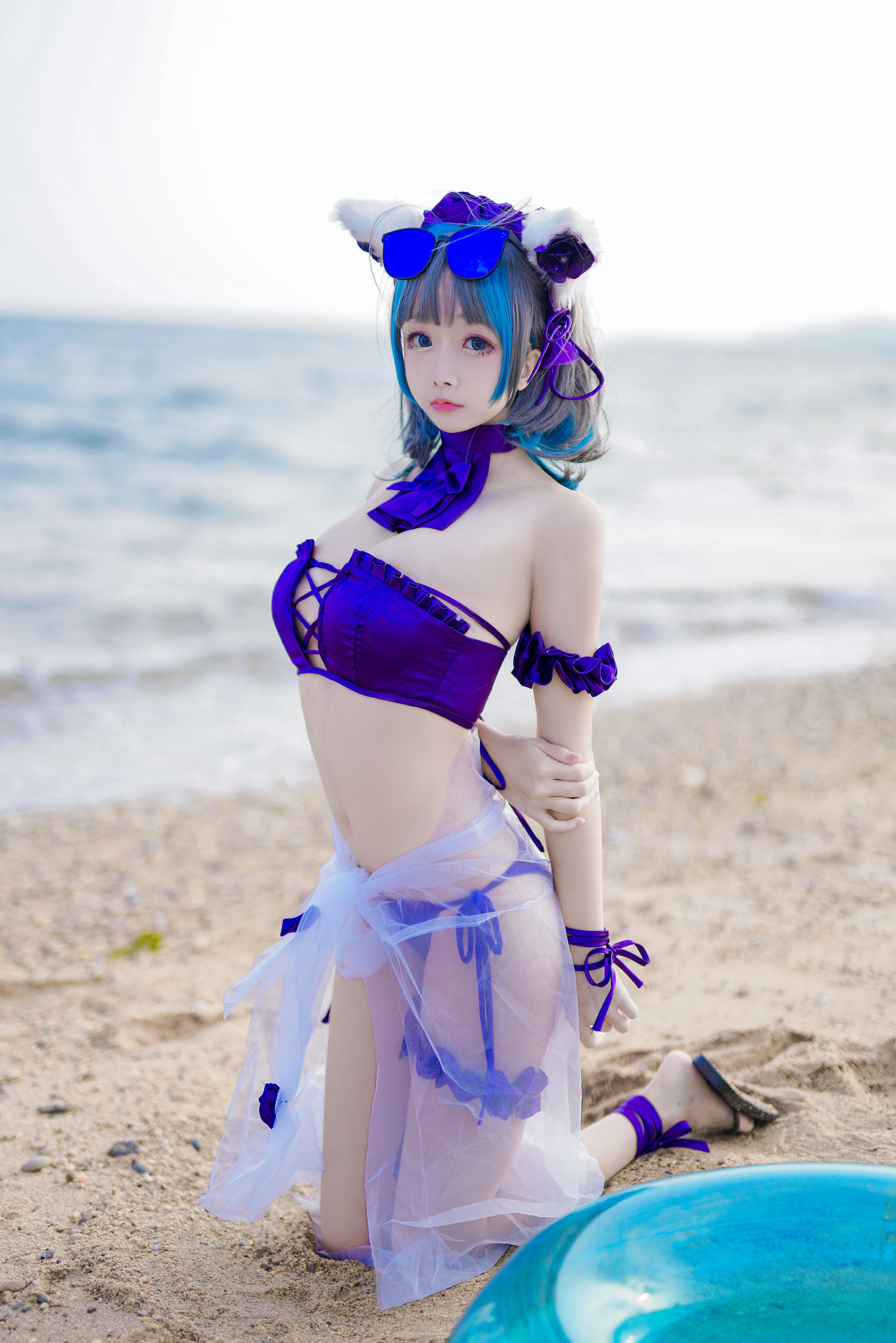 [COS福利] Cosplay日奈娇 - 柴郡猫泳装