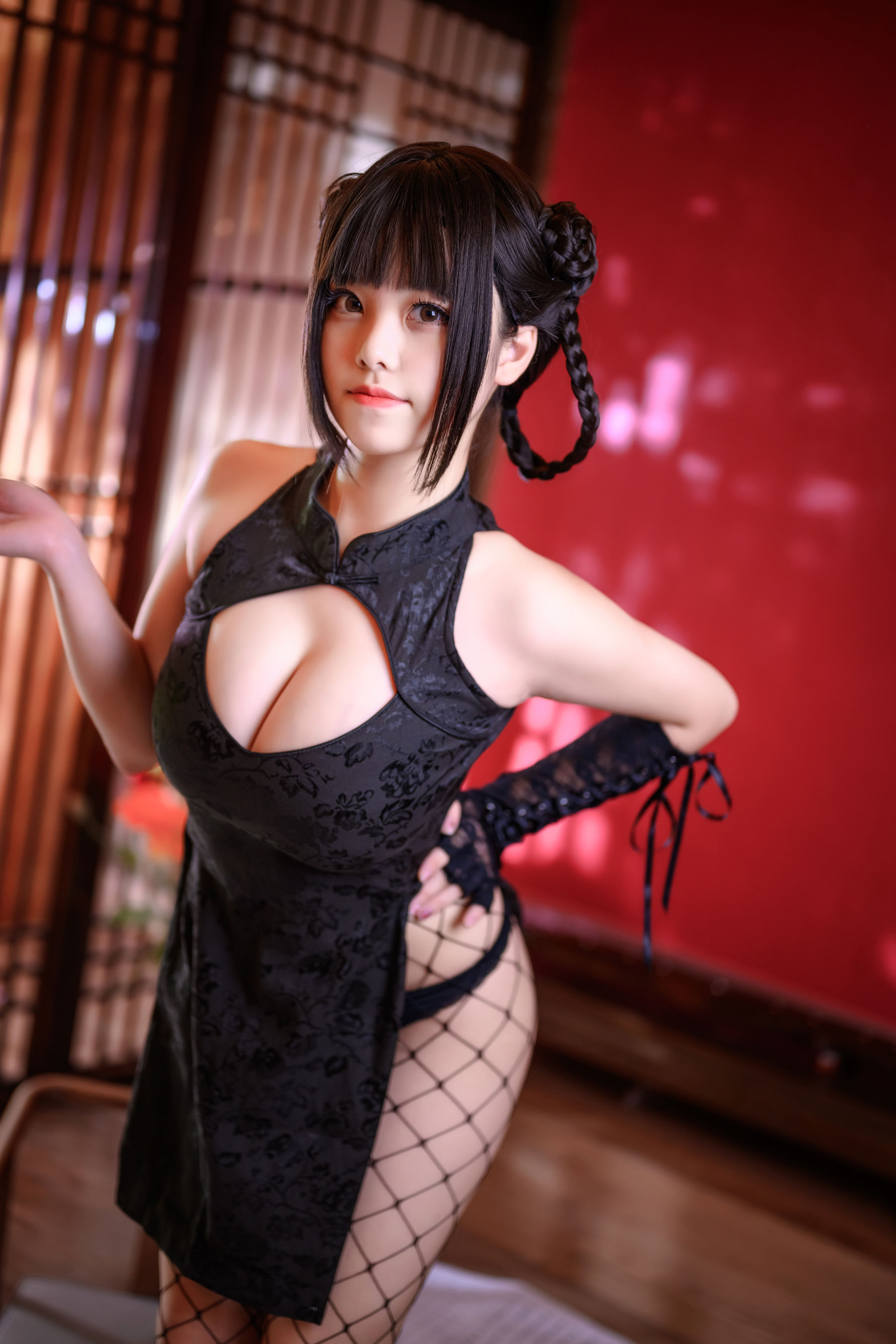 [COS福利] 萌系小姐姐蜜汁猫裘 - 魔女旗袍