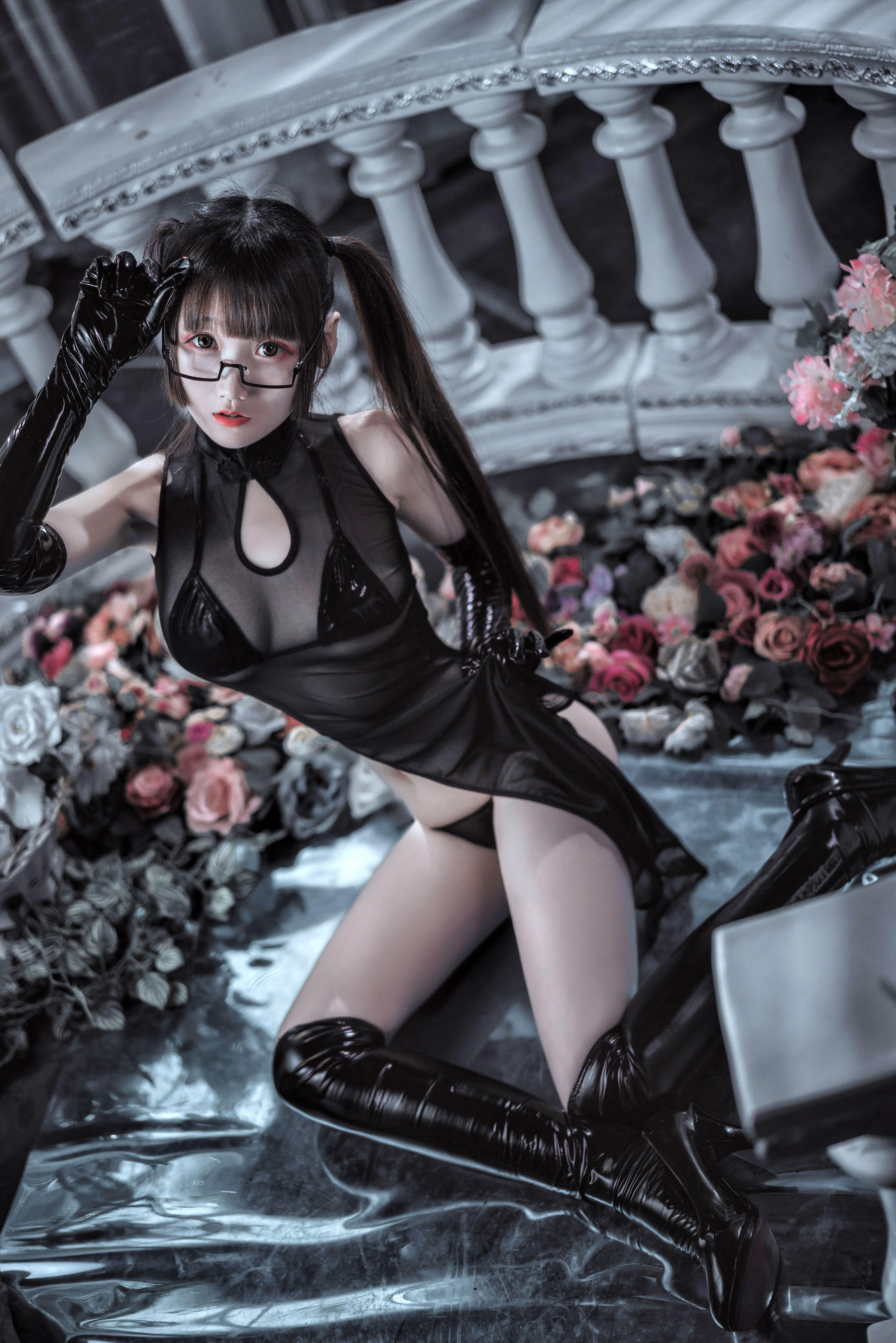 [COS福利] COS少女星野咪兔 - 透视网纱旗袍
