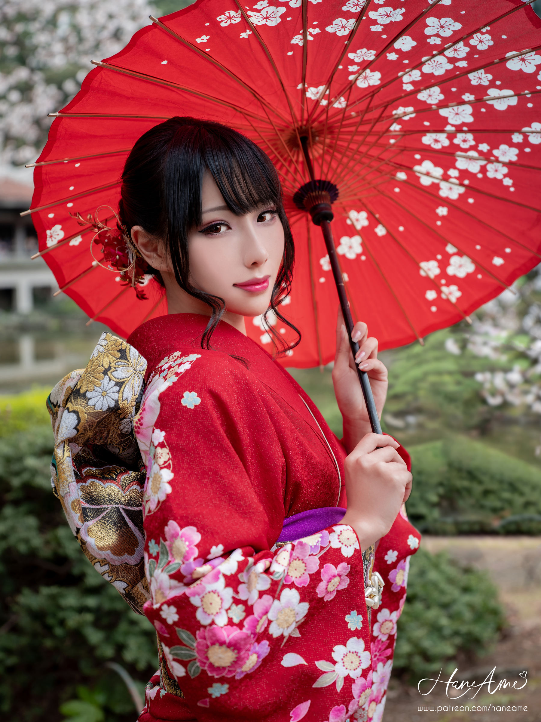 [COS福利] Hane Ame 雨波 - 赤紅和服