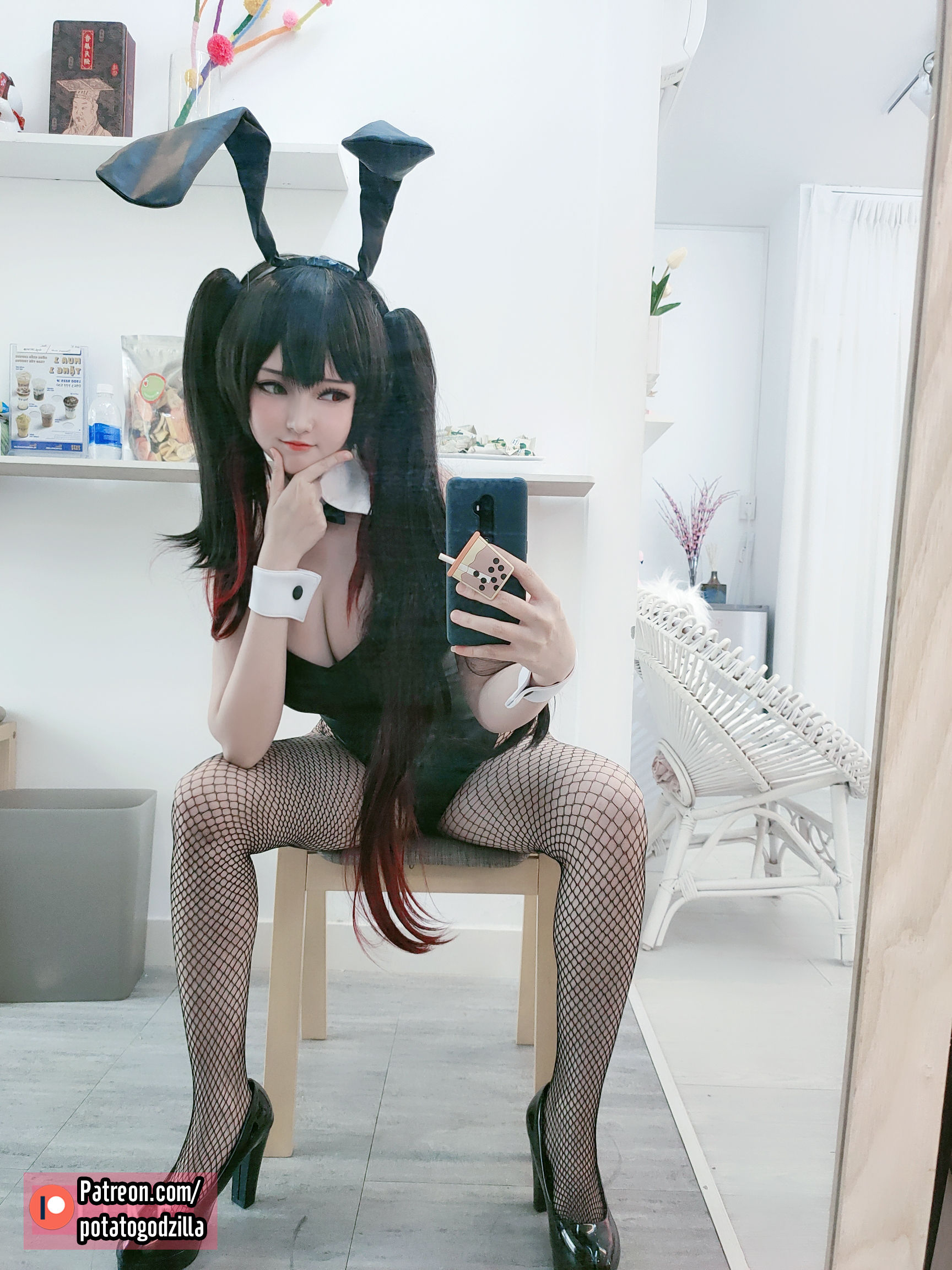 [COS福利] Coser小姐姐Potato Godzilla - Kurumi Tokisaki Bunny Girl