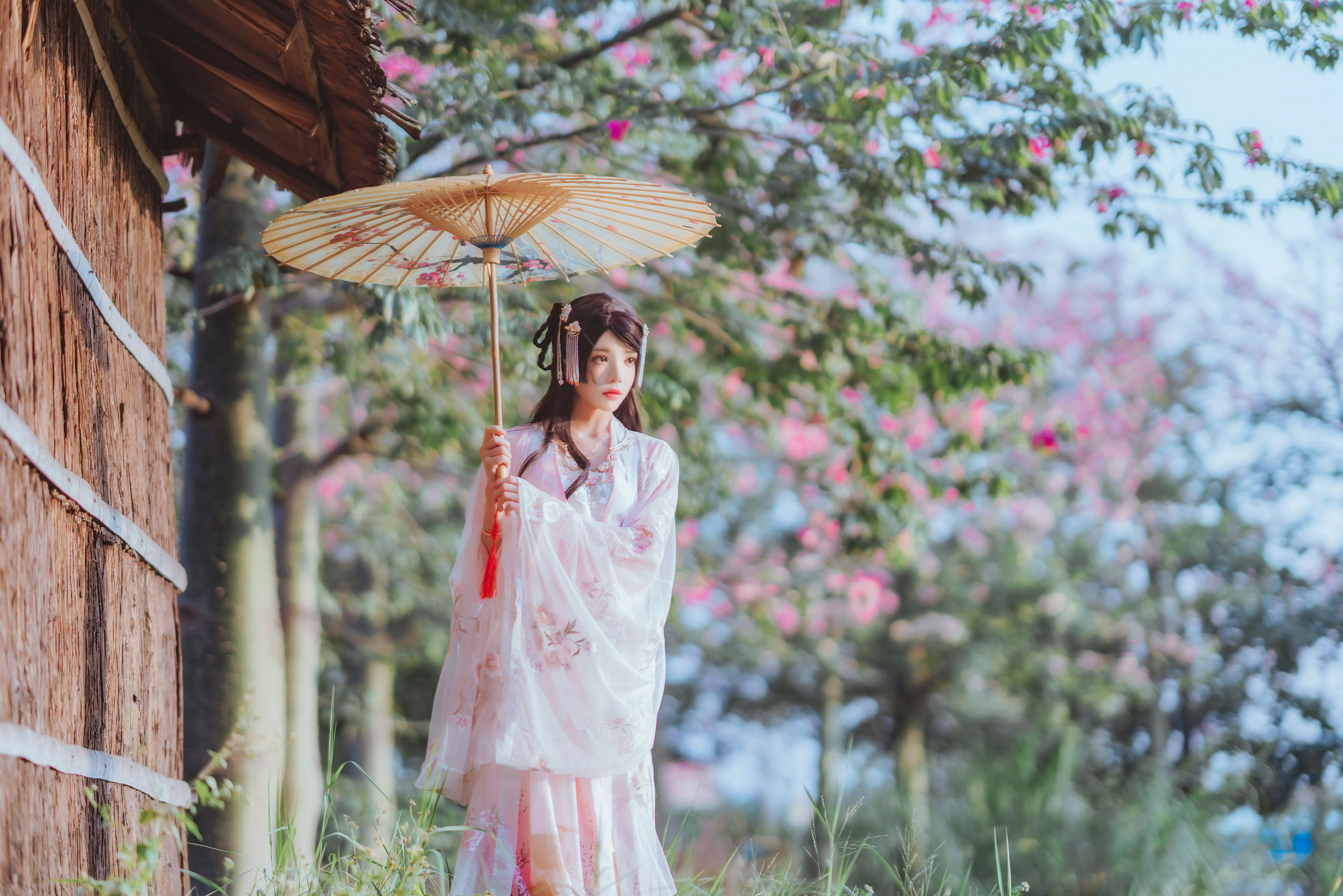 [COS福利] 桜桃喵 - 温柔之汉服桃花