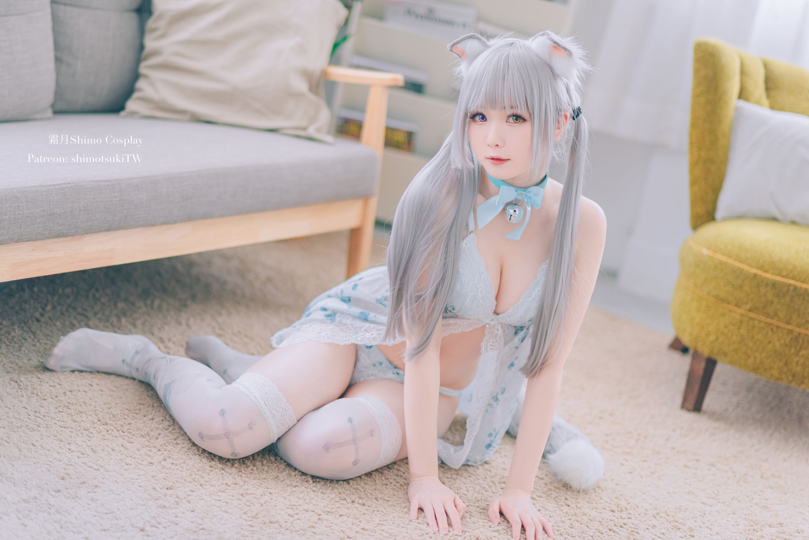 [网红COSER写真] 微博妹纸霜月shimo - ベビードールと灰色ねこ
