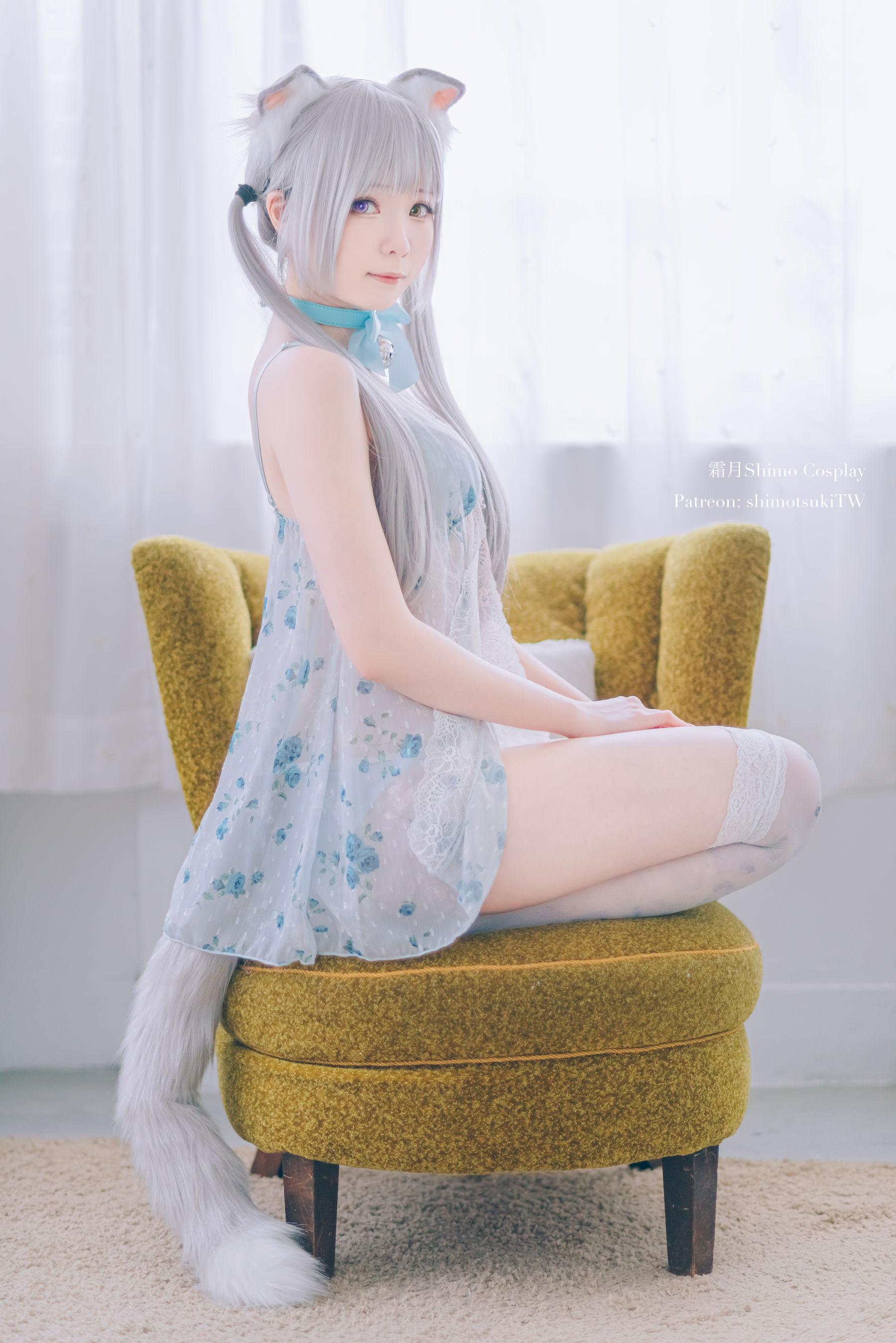[网红COSER写真] 微博妹纸霜月shimo - ベビードールと灰色ねこ