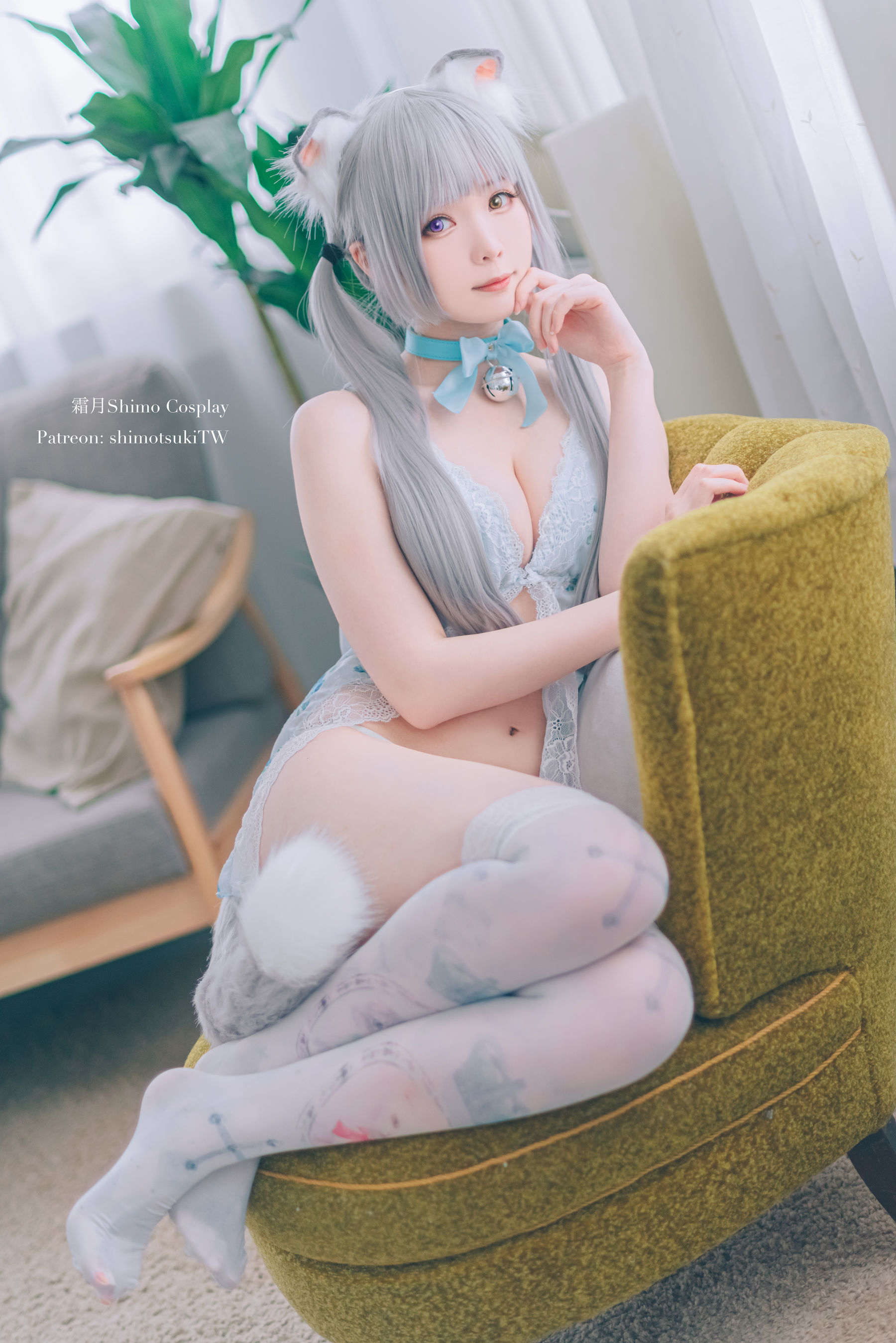 [网红COSER写真] 微博妹纸霜月shimo - ベビードールと灰色ねこ