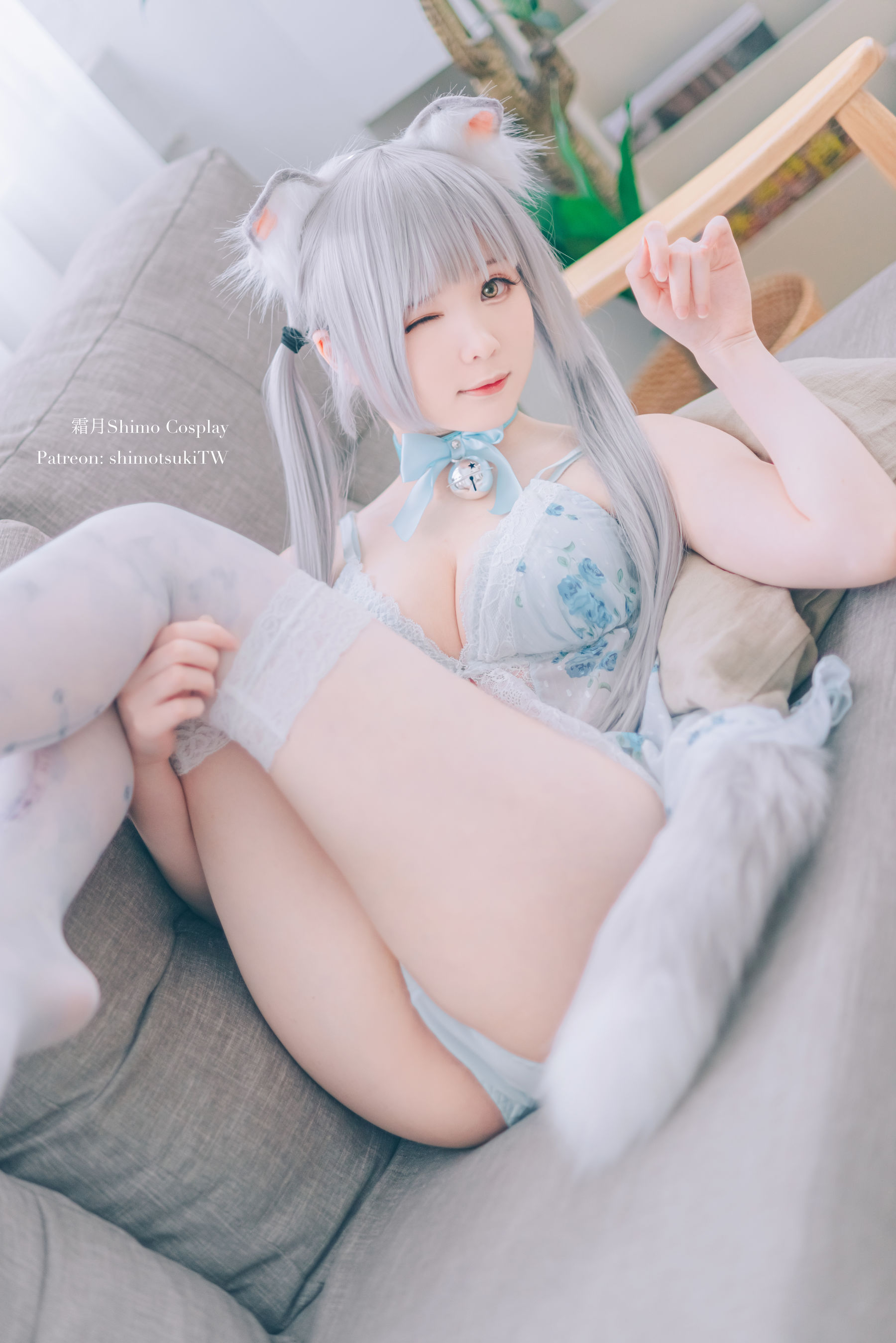 [网红COSER写真] 微博妹纸霜月shimo - ベビードールと灰色ねこ