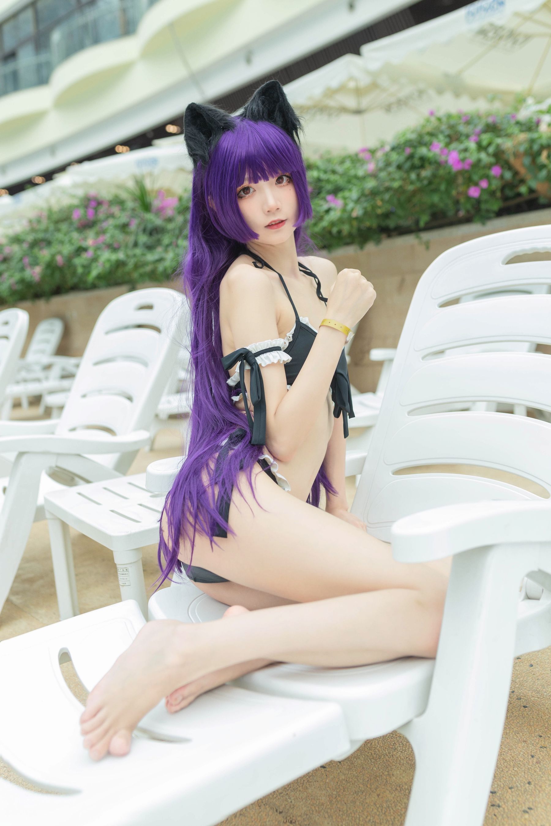 [网红COSER写真] 清纯少女五更百鬼 - 黑猫泳装