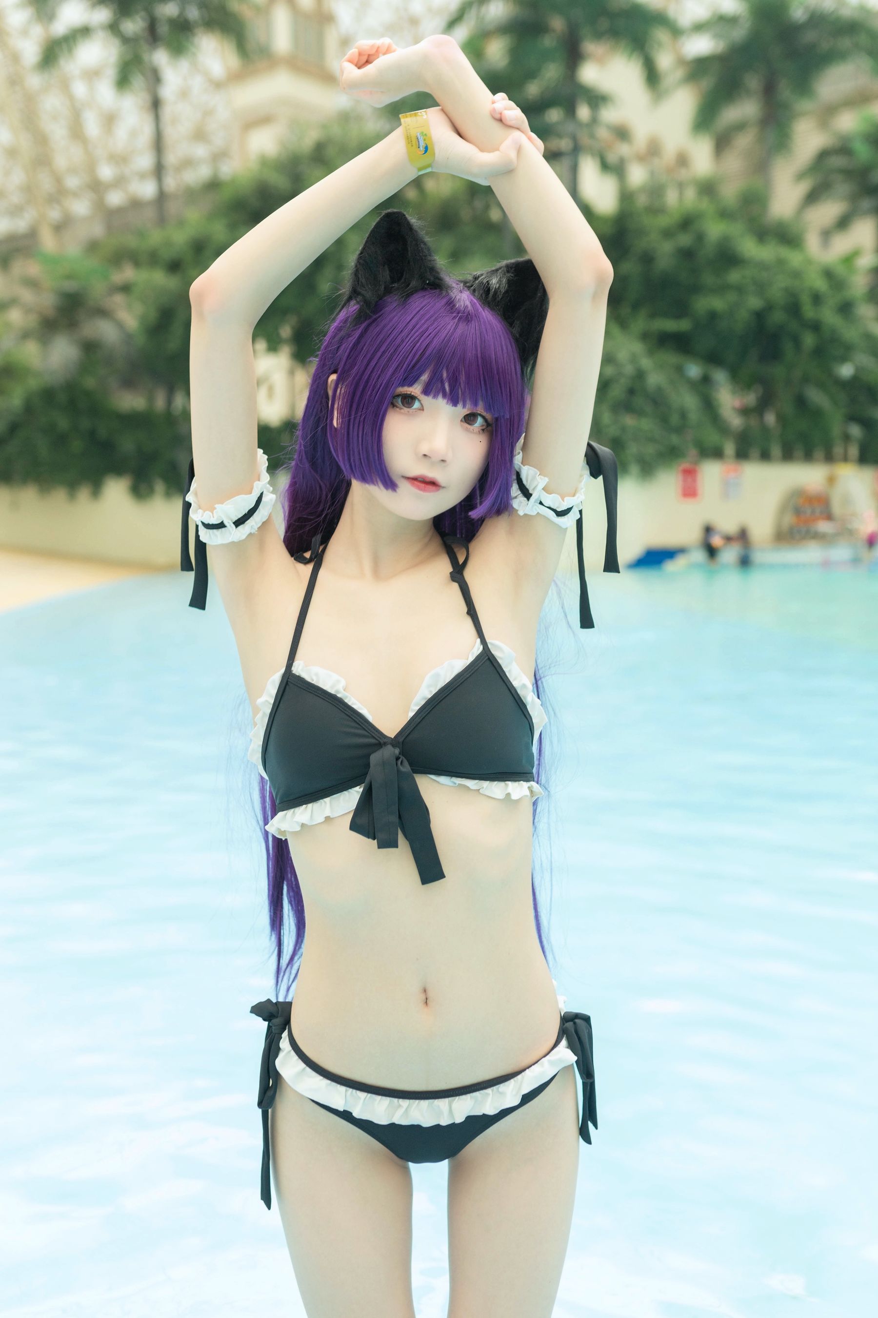 [网红COSER写真] 清纯少女五更百鬼 - 黑猫泳装