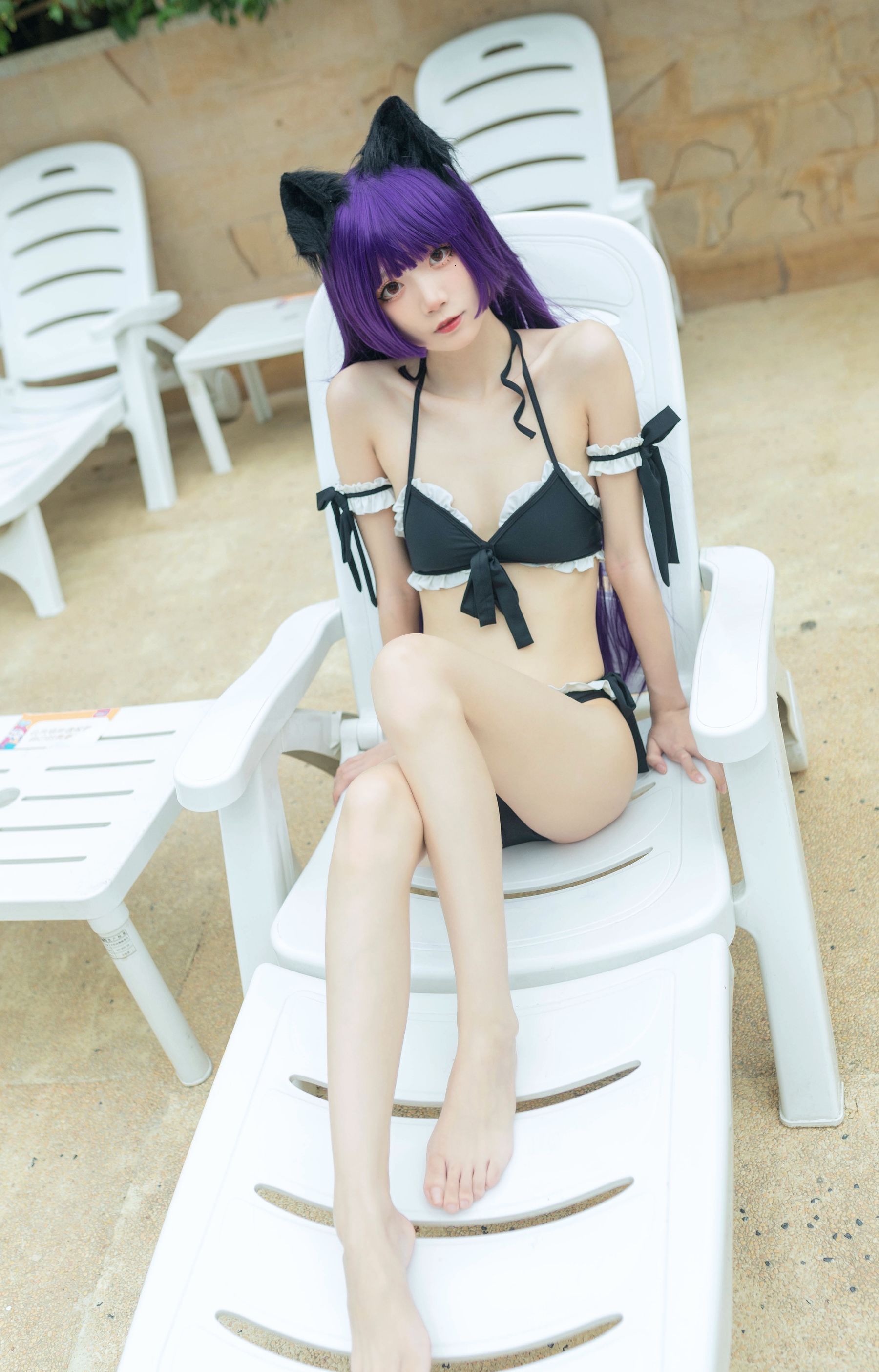 [网红COSER写真] 清纯少女五更百鬼 - 黑猫泳装