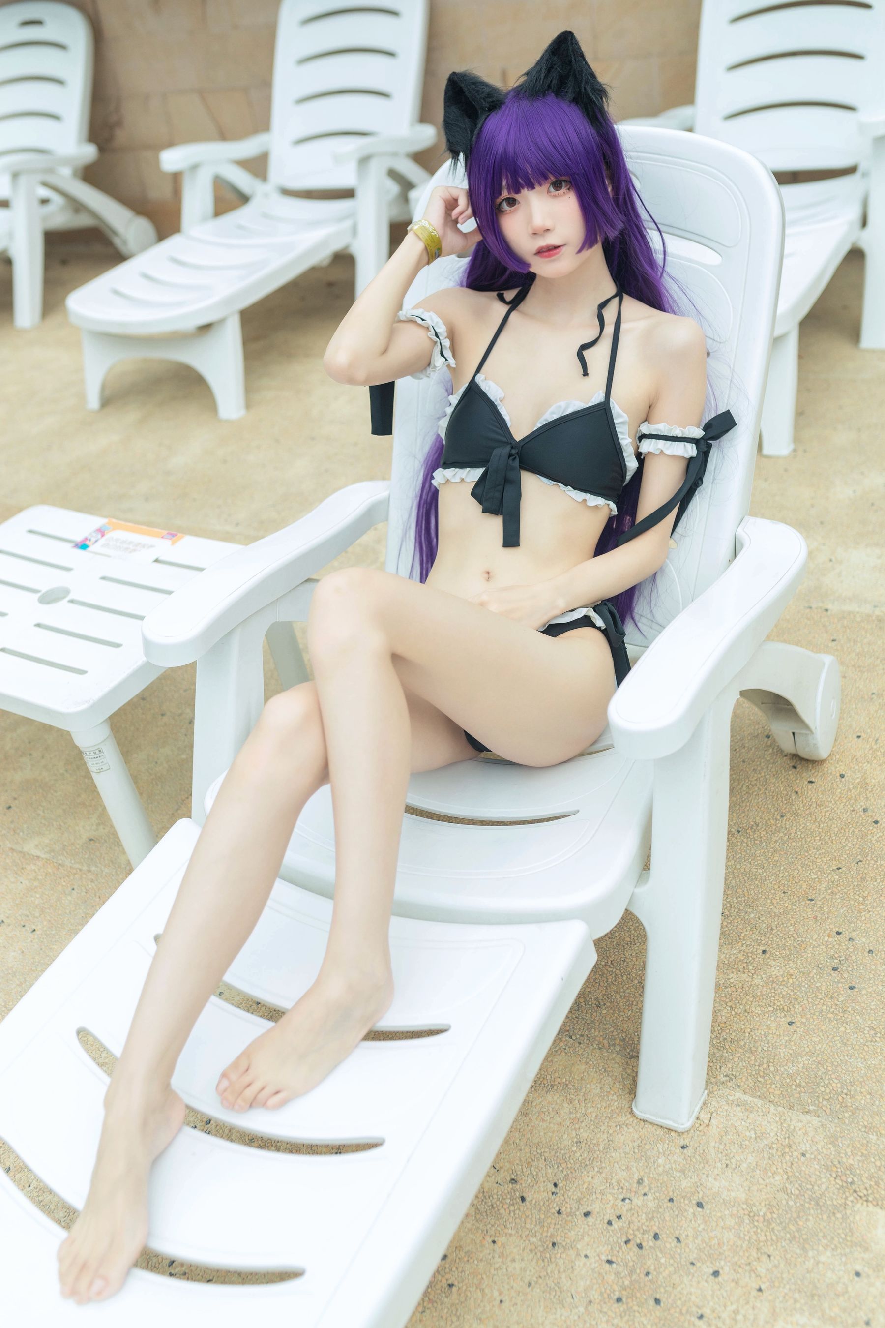 [网红COSER写真] 清纯少女五更百鬼 - 黑猫泳装